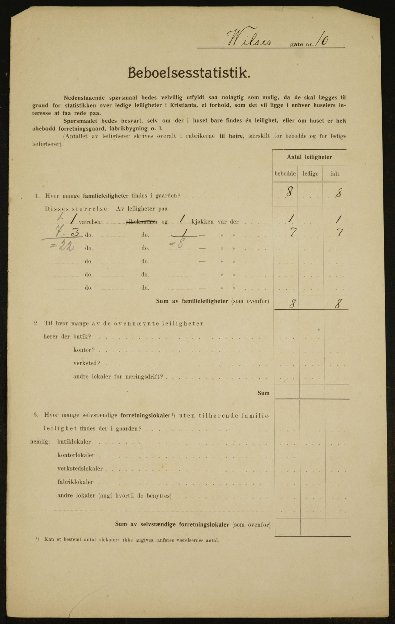 OBA, Municipal Census 1910 for Kristiania, 1910, p. 121810