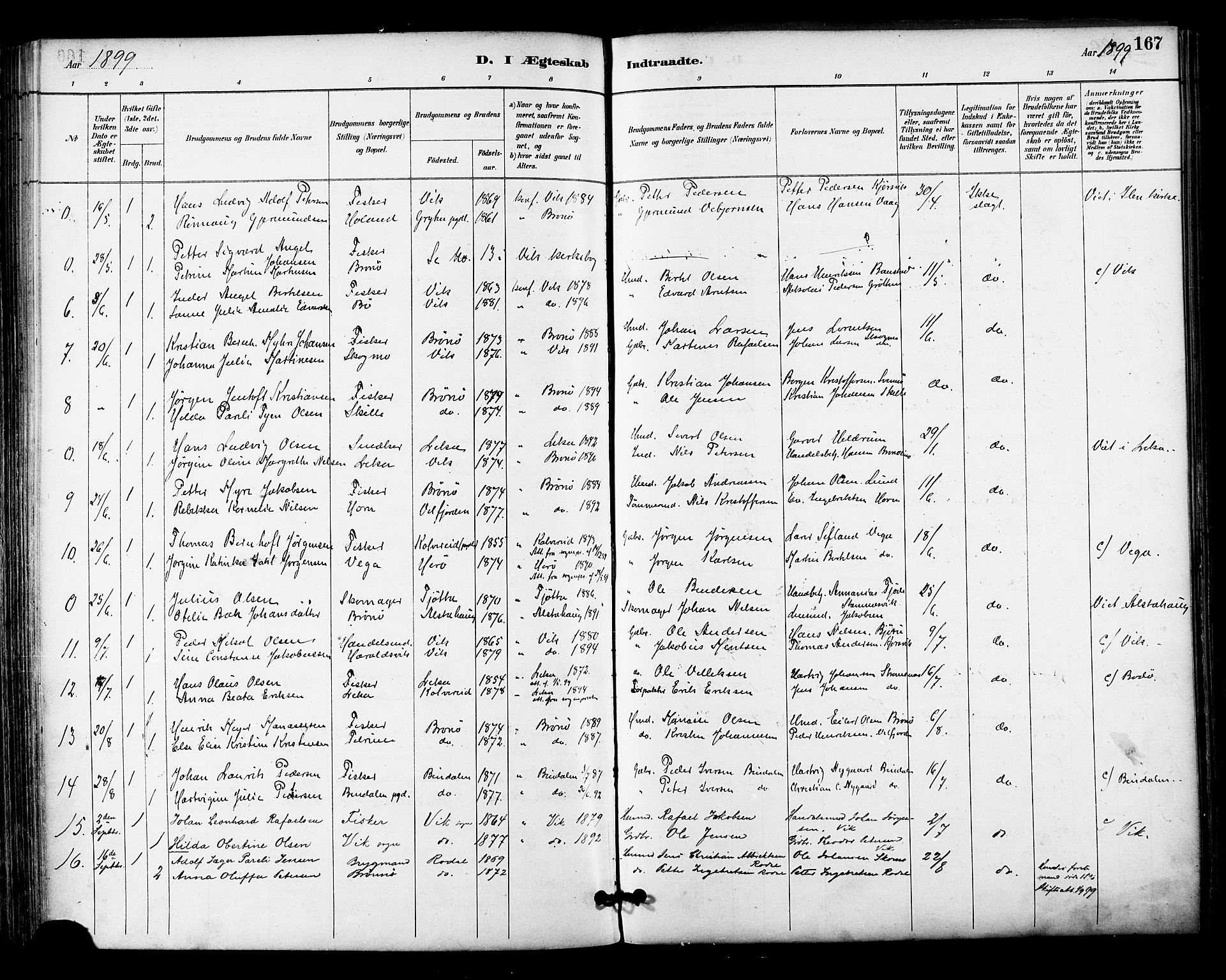 Ministerialprotokoller, klokkerbøker og fødselsregistre - Nordland, SAT/A-1459/813/L0200: Parish register (official) no. 813A10, 1886-1900, p. 167