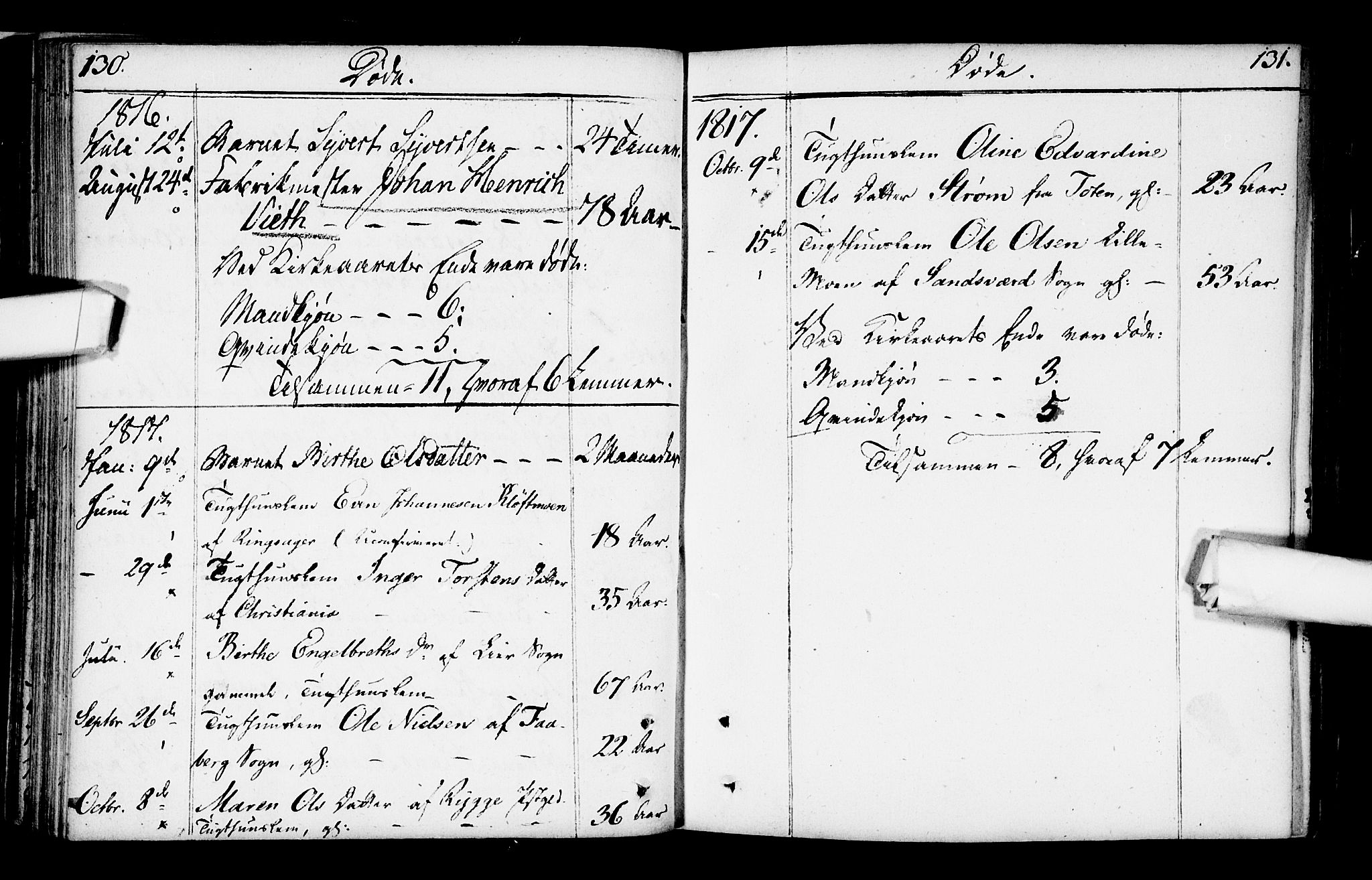 Kristiania tukthusprest Kirkebøker, SAO/A-10881/F/Fa/L0001: Parish register (official) no. 1, 1758-1828, p. 130-131
