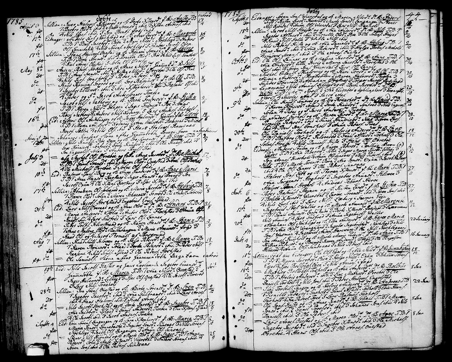 Eidanger kirkebøker, SAKO/A-261/F/Fa/L0006: Parish register (official) no. 6, 1764-1814, p. 44