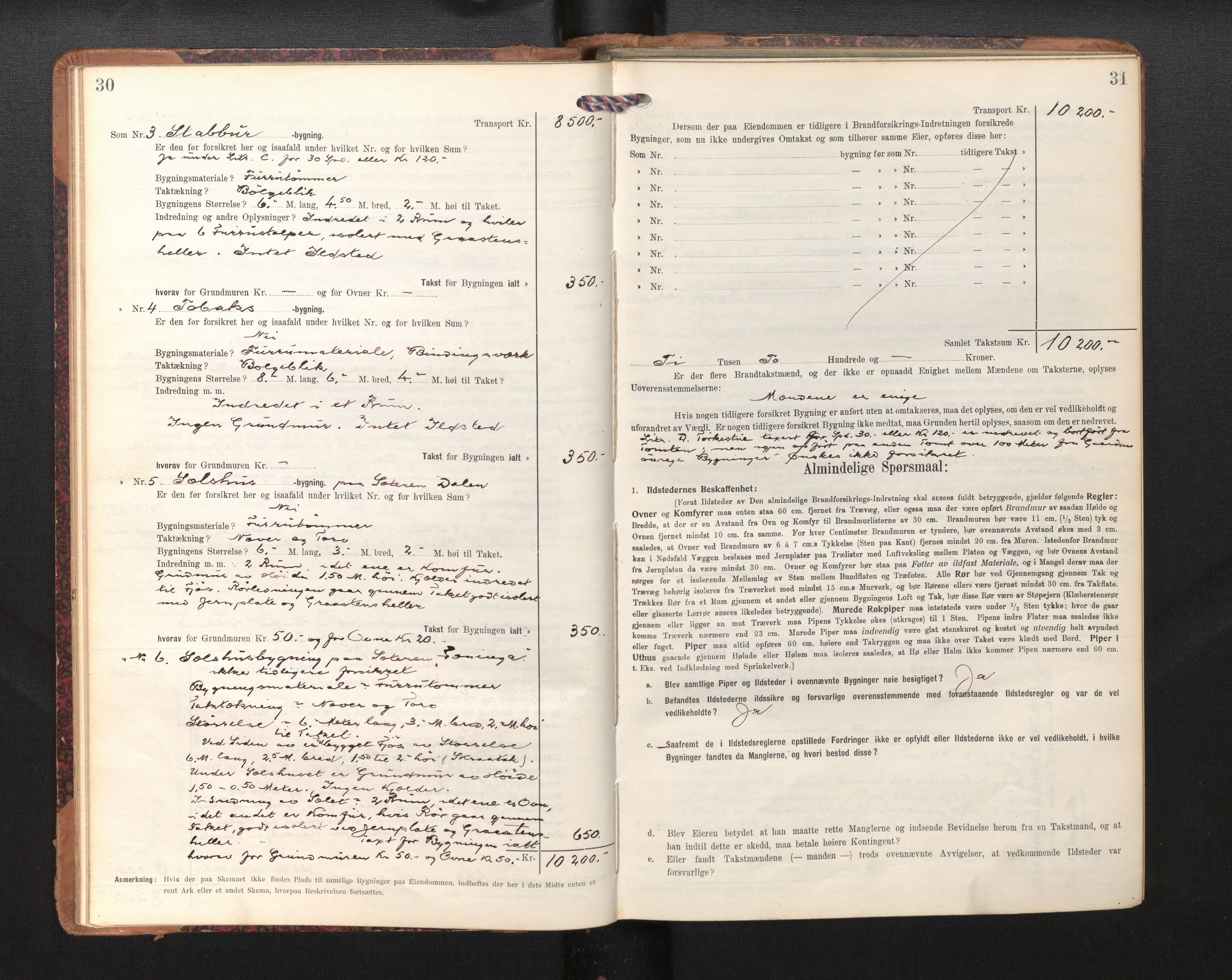 Lensmannen i Årdal, AV/SAB-A-30501/0012/L0009: Branntakstprotokoll, skjematakst, 1914-1926, p. 30-31