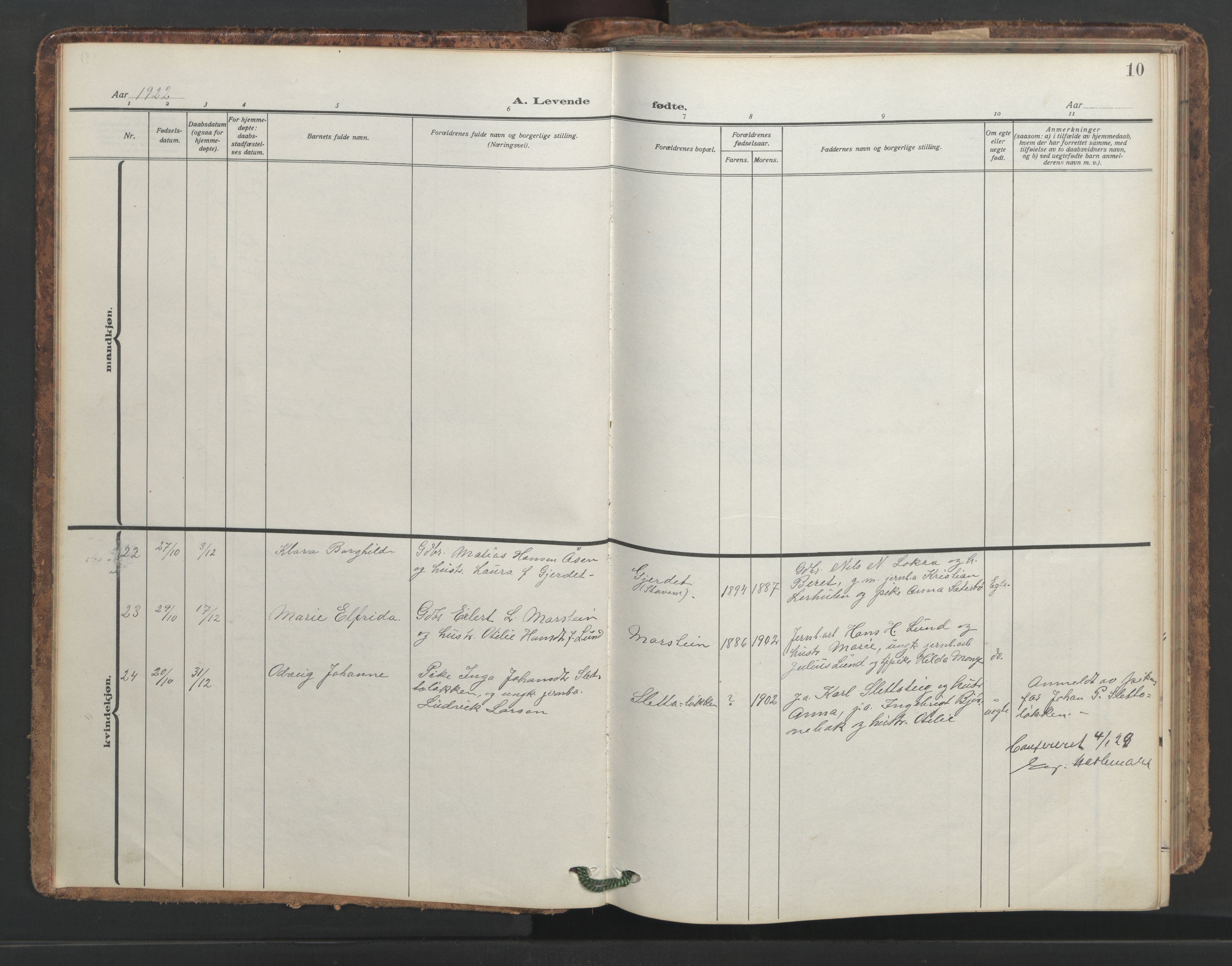 Ministerialprotokoller, klokkerbøker og fødselsregistre - Møre og Romsdal, AV/SAT-A-1454/546/L0597: Parish register (copy) no. 546C03, 1921-1959, p. 10