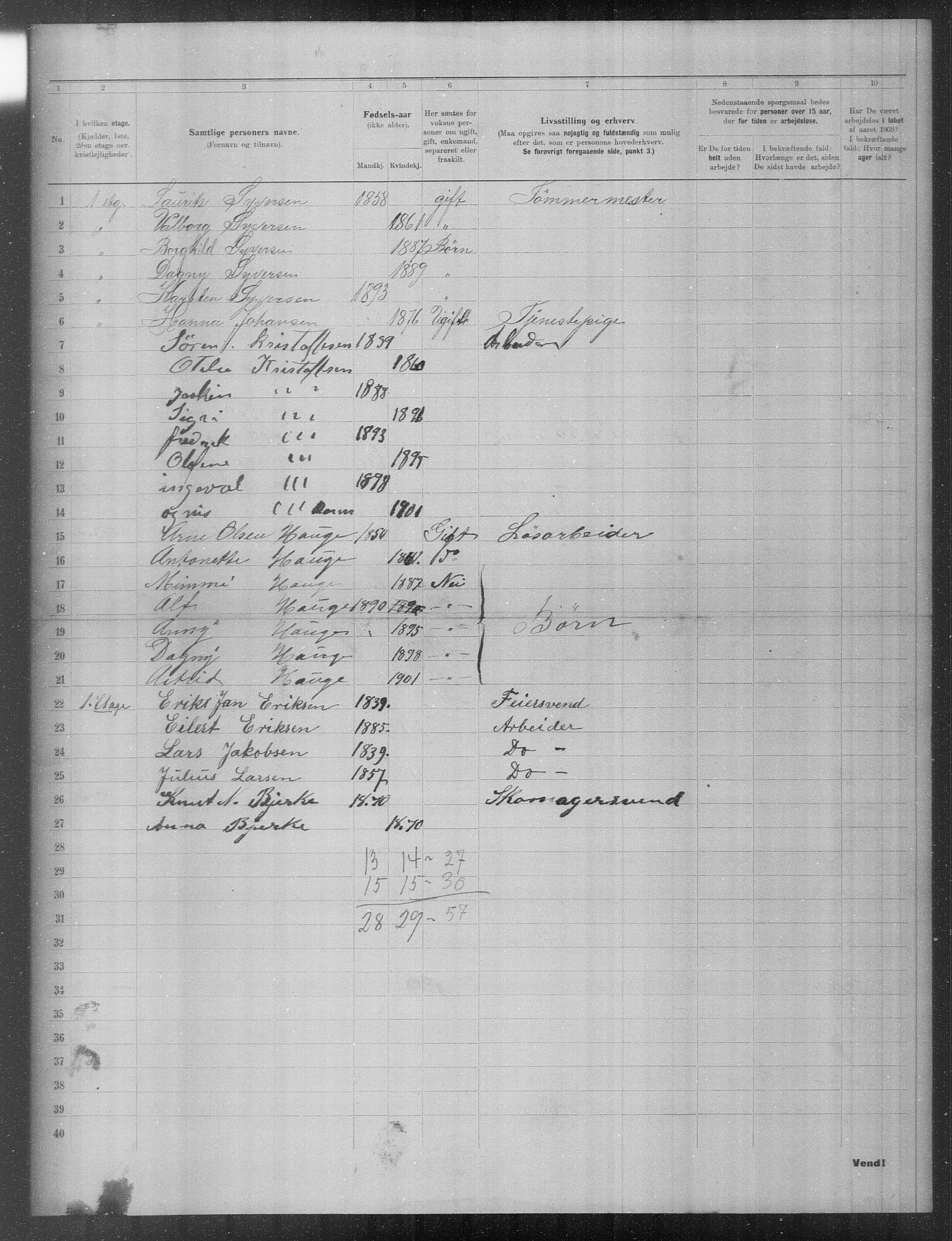 OBA, Municipal Census 1903 for Kristiania, 1903, p. 16914