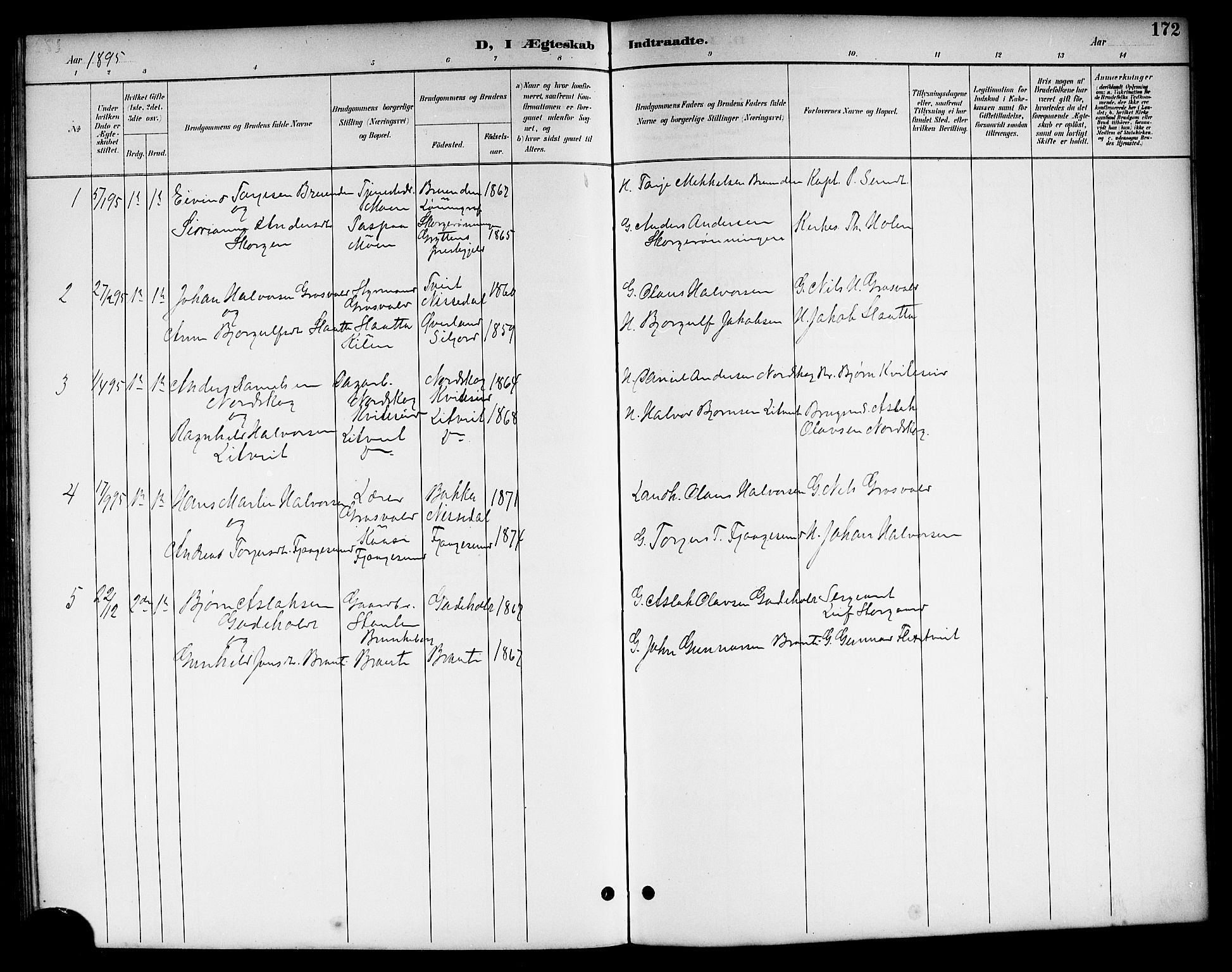 Kviteseid kirkebøker, SAKO/A-276/G/Ga/L0002: Parish register (copy) no. I 2, 1893-1918, p. 172