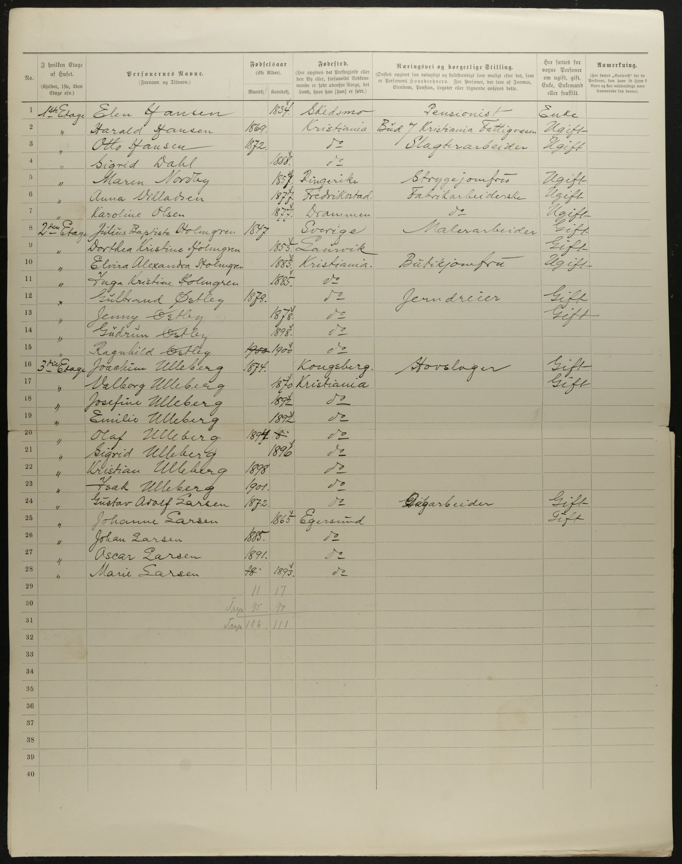 OBA, Municipal Census 1901 for Kristiania, 1901, p. 8505