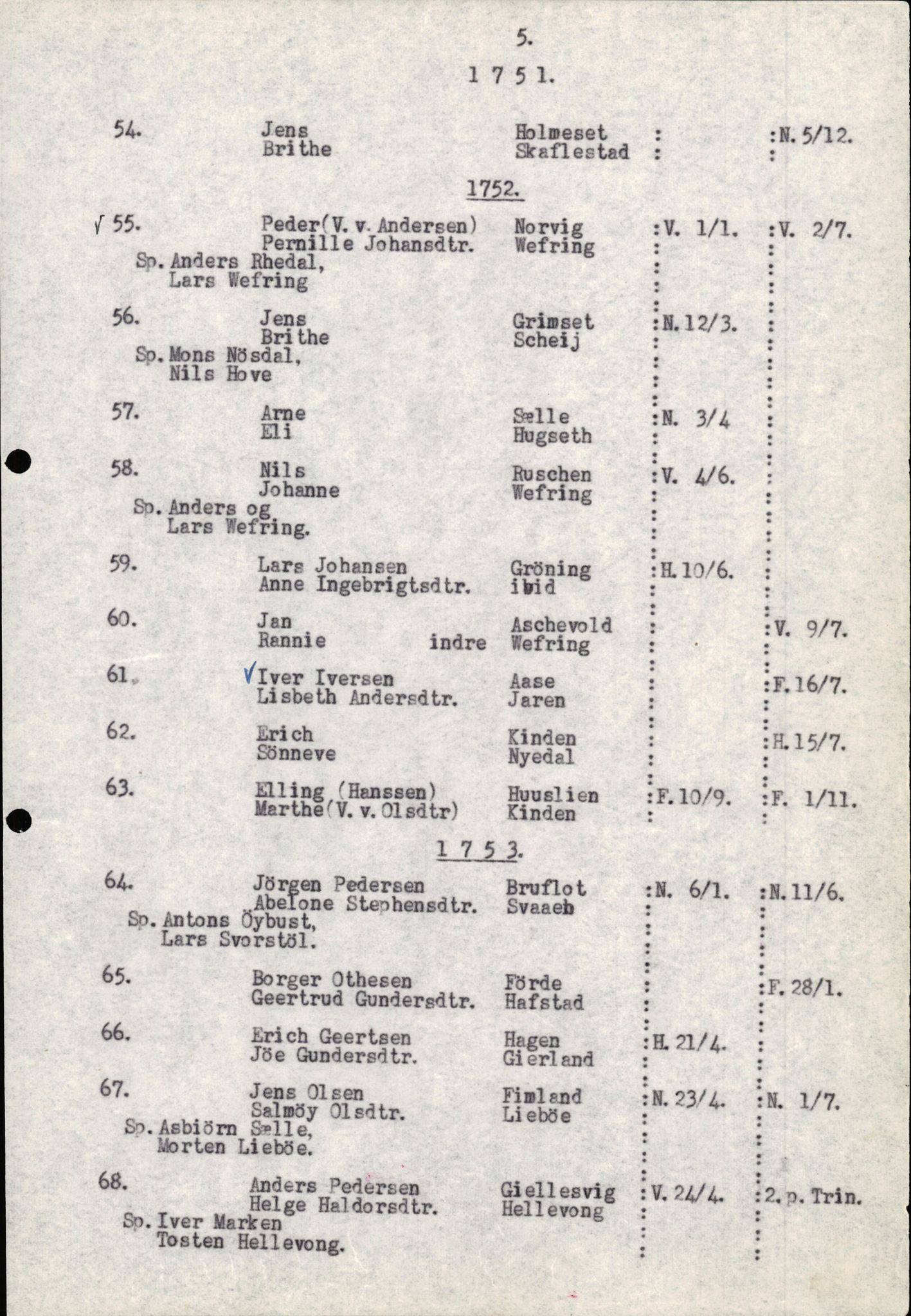 Samling av fulltekstavskrifter, SAB/FULLTEKST/B/14/0007: Førde sokneprestembete, ministerialbok nr. A 3, 1749-1764, p. 6