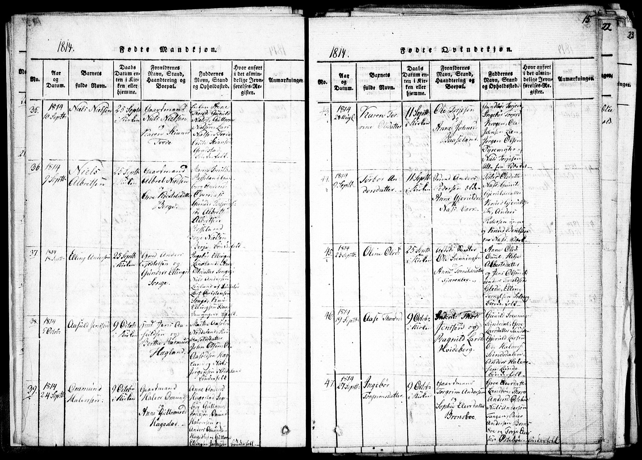 Holt sokneprestkontor, AV/SAK-1111-0021/F/Fa/L0005: Parish register (official) no. A 5, 1813-1821, p. 15