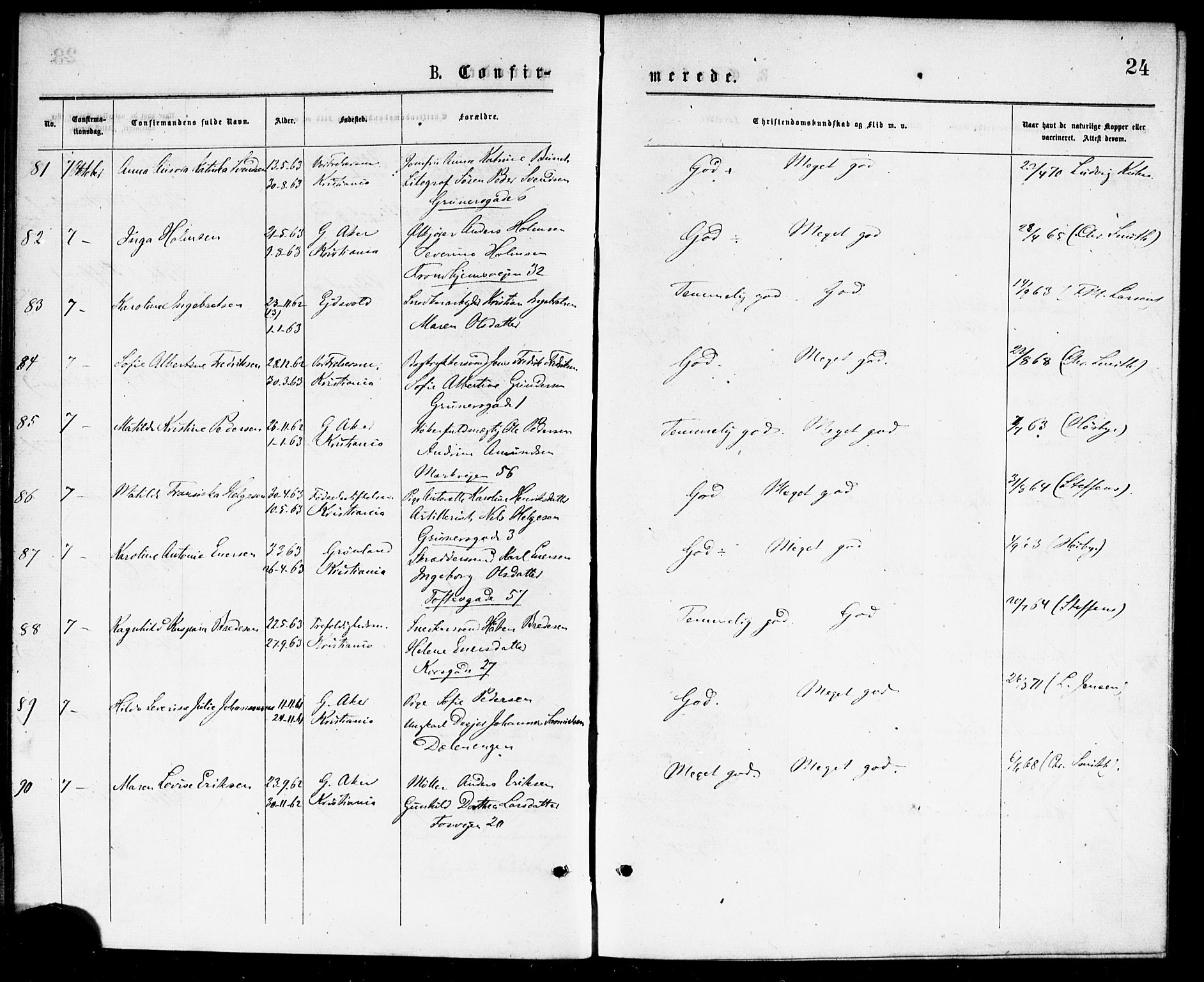 Paulus prestekontor Kirkebøker, AV/SAO-A-10871/F/Fa/L0002: Parish register (official) no. 2, 1875-1878, p. 24