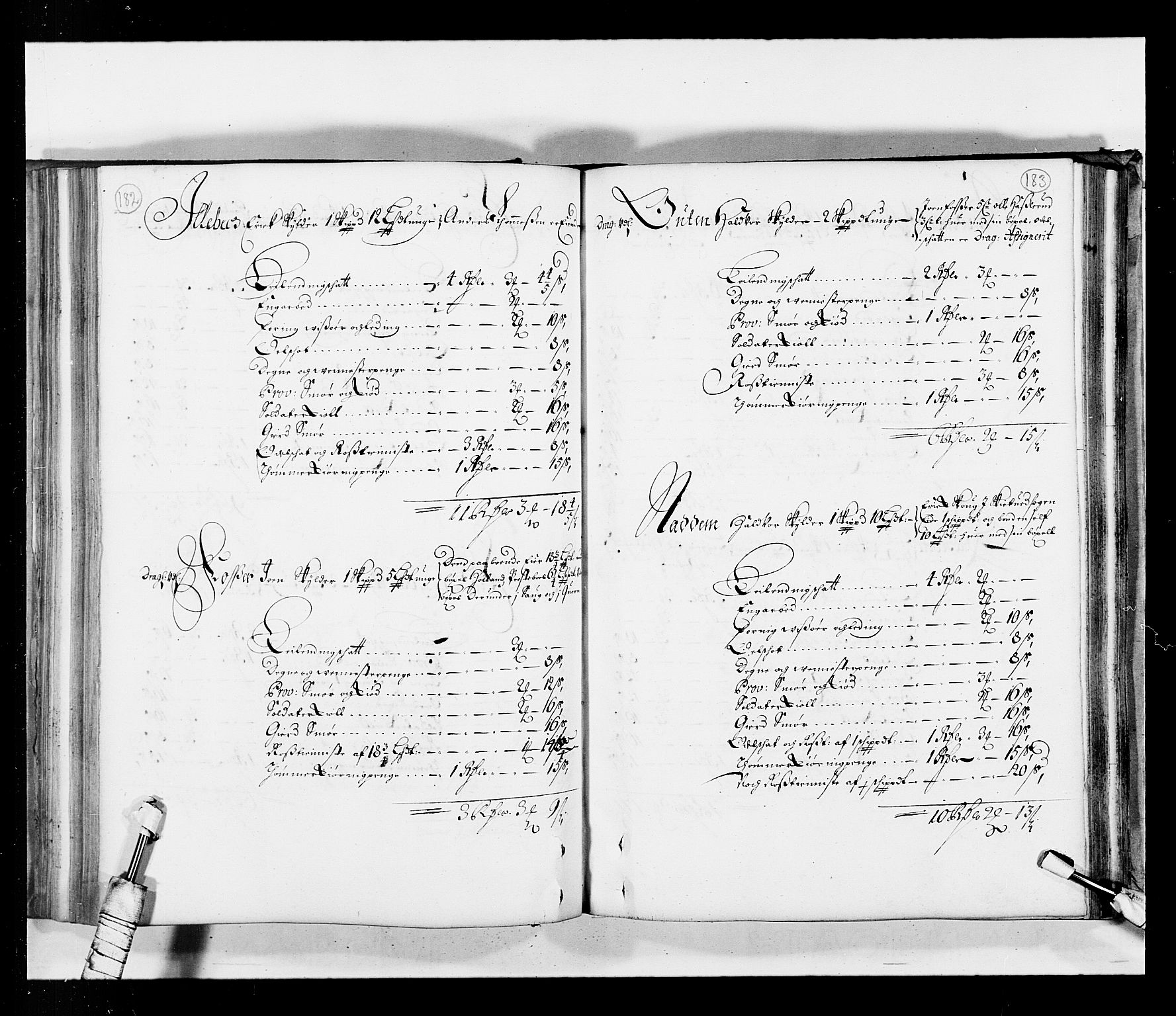 Stattholderembetet 1572-1771, AV/RA-EA-2870/Ek/L0034/0001: Jordebøker 1662-1720: / Matrikkel for Nedre Romerike, 1685, p. 182-183