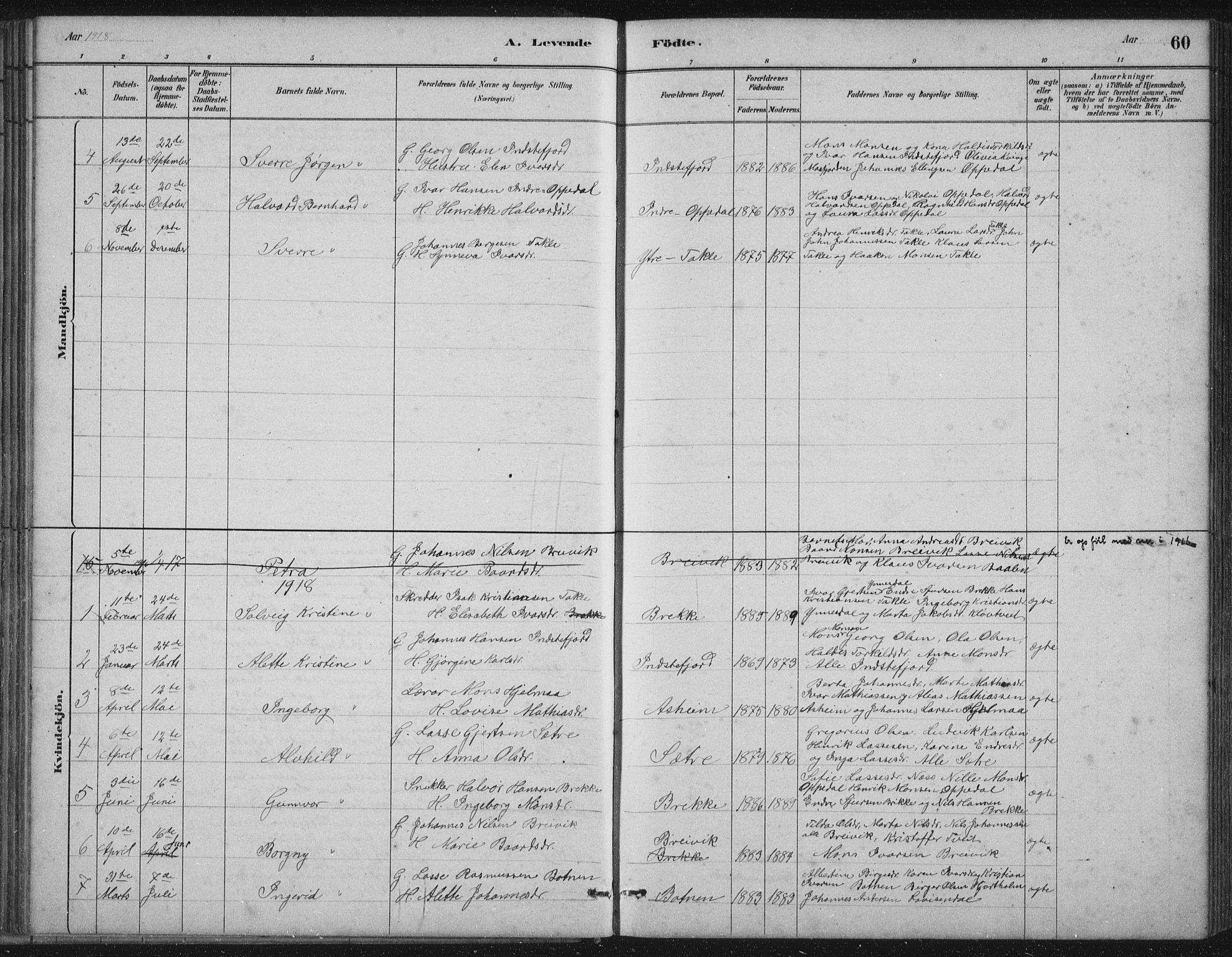 Gulen sokneprestembete, AV/SAB-A-80201/H/Hab/Habc/L0002: Parish register (copy) no. C 2, 1880-1938, p. 60