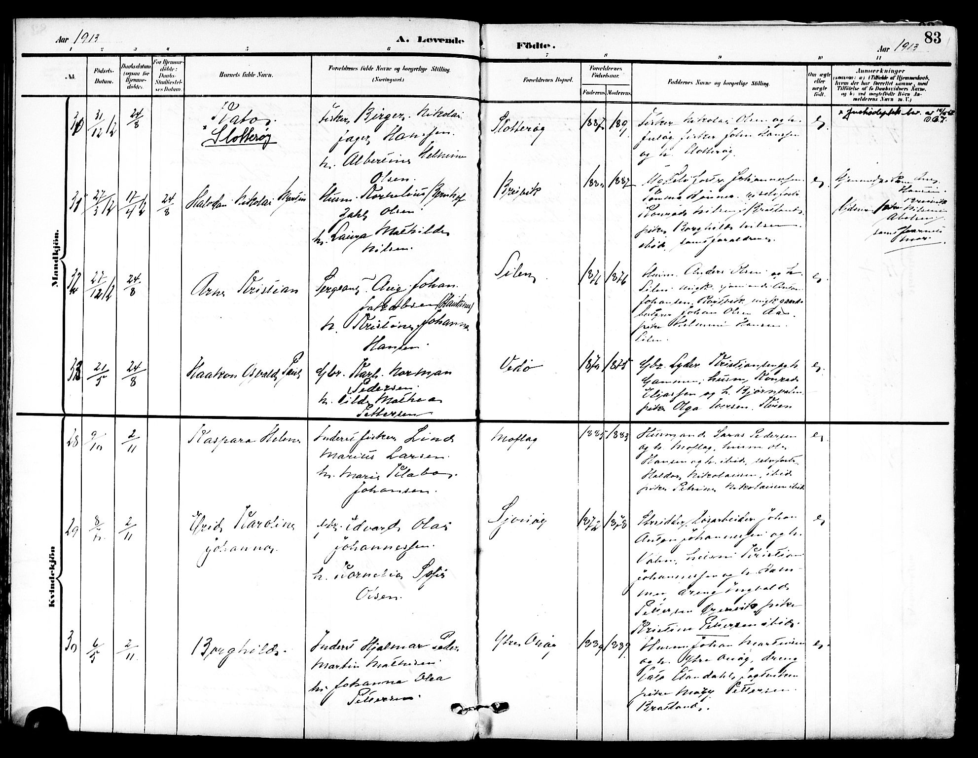 Ministerialprotokoller, klokkerbøker og fødselsregistre - Nordland, AV/SAT-A-1459/839/L0569: Parish register (official) no. 839A06, 1903-1922, p. 83