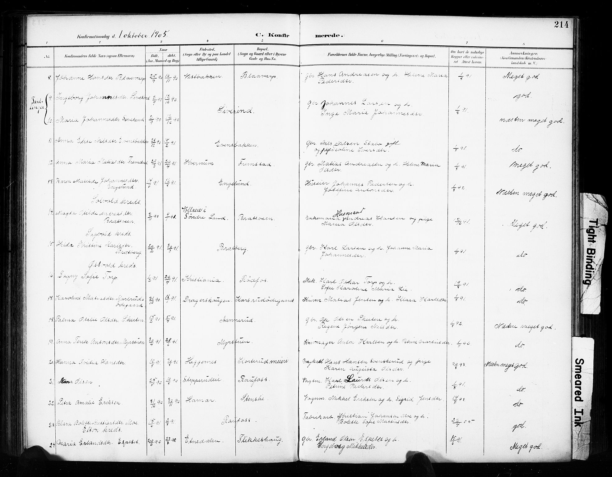 Vestre Toten prestekontor, AV/SAH-PREST-108/H/Ha/Haa/L0011: Parish register (official) no. 11, 1895-1906, p. 214