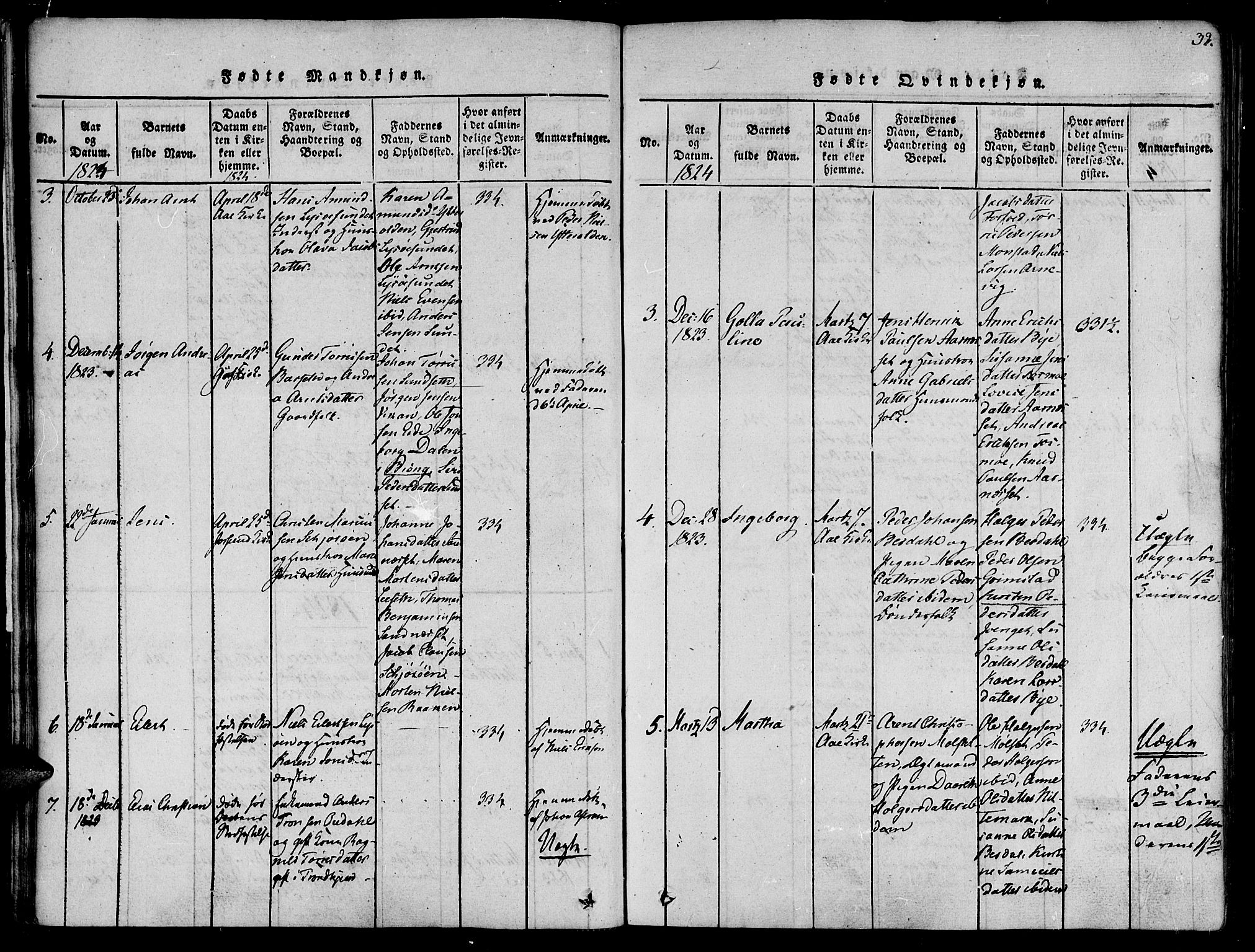 Ministerialprotokoller, klokkerbøker og fødselsregistre - Sør-Trøndelag, SAT/A-1456/655/L0675: Parish register (official) no. 655A04, 1818-1830, p. 32