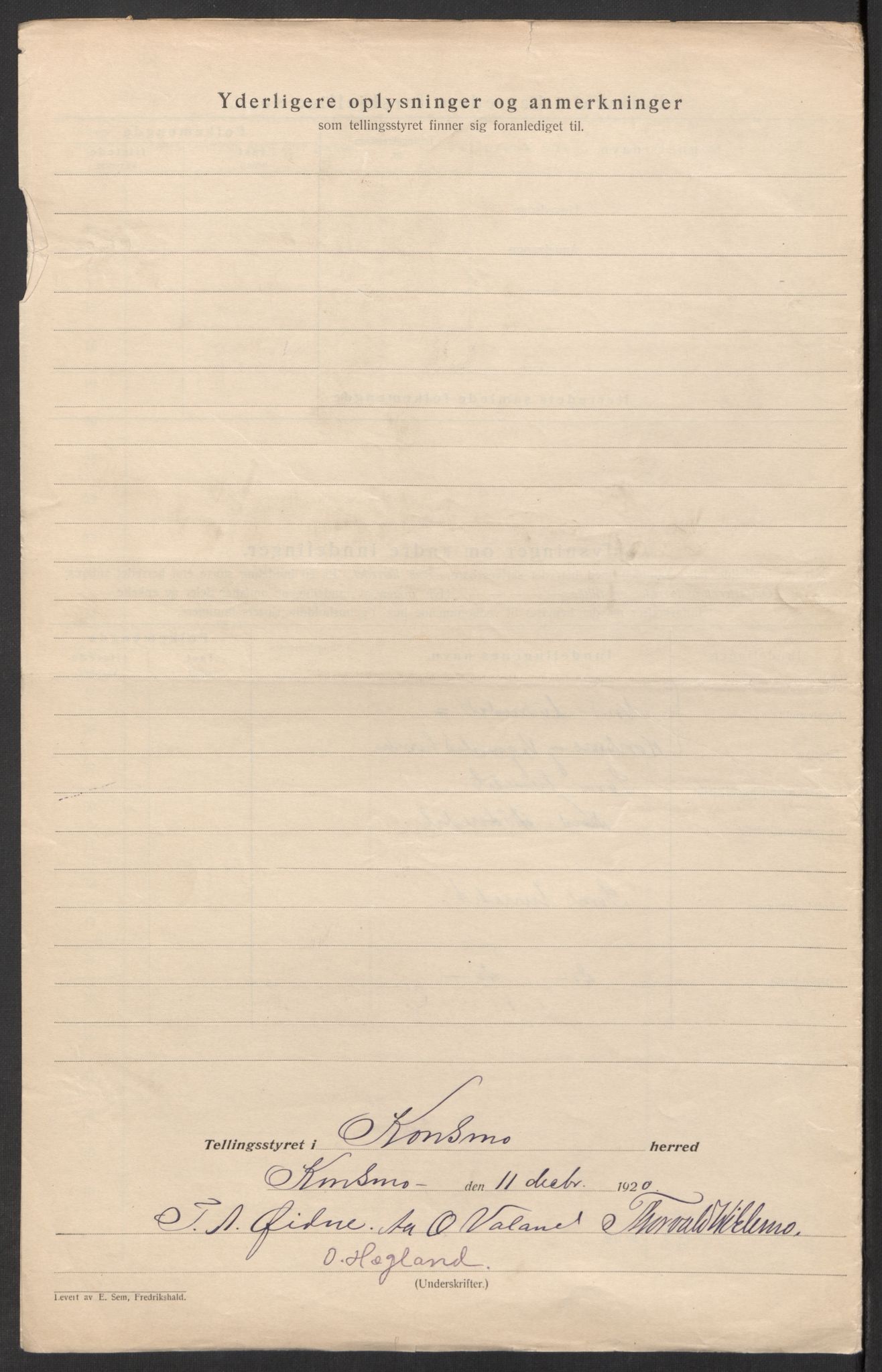 SAK, 1920 census for Konsmo, 1920, p. 5
