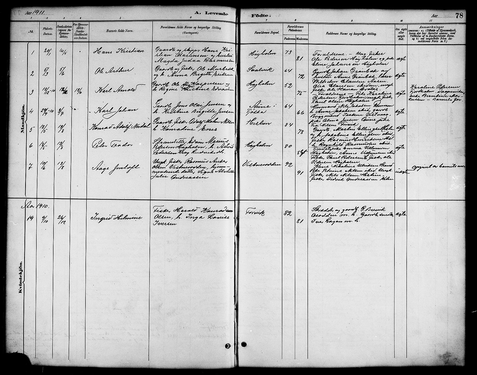 Ministerialprotokoller, klokkerbøker og fødselsregistre - Nordland, SAT/A-1459/819/L0277: Parish register (copy) no. 819C03, 1888-1917, p. 78