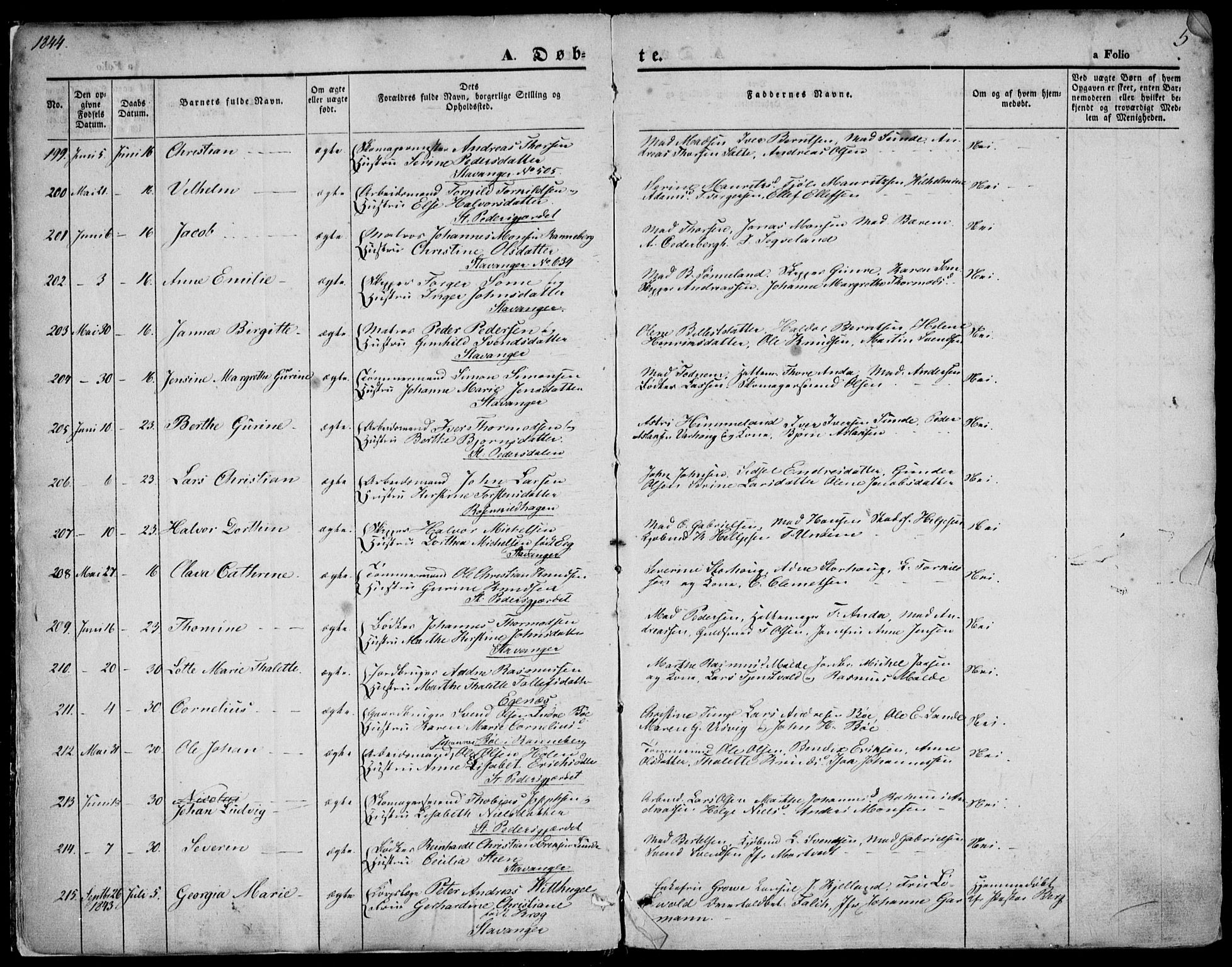 Domkirken sokneprestkontor, AV/SAST-A-101812/001/30/30BA/L0016: Parish register (official) no. A 15, 1844-1854, p. 5