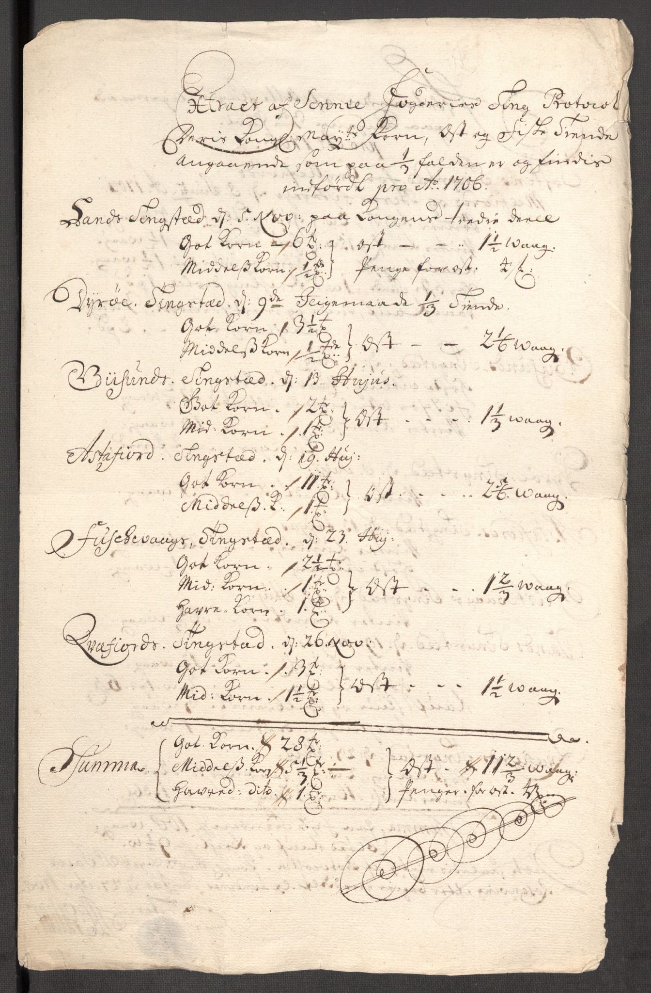 Rentekammeret inntil 1814, Reviderte regnskaper, Fogderegnskap, RA/EA-4092/R68/L4756: Fogderegnskap Senja og Troms, 1705-1707, p. 240