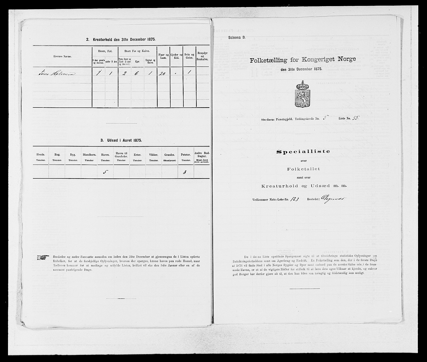 SAB, 1875 census for 1221P Stord, 1875, p. 529