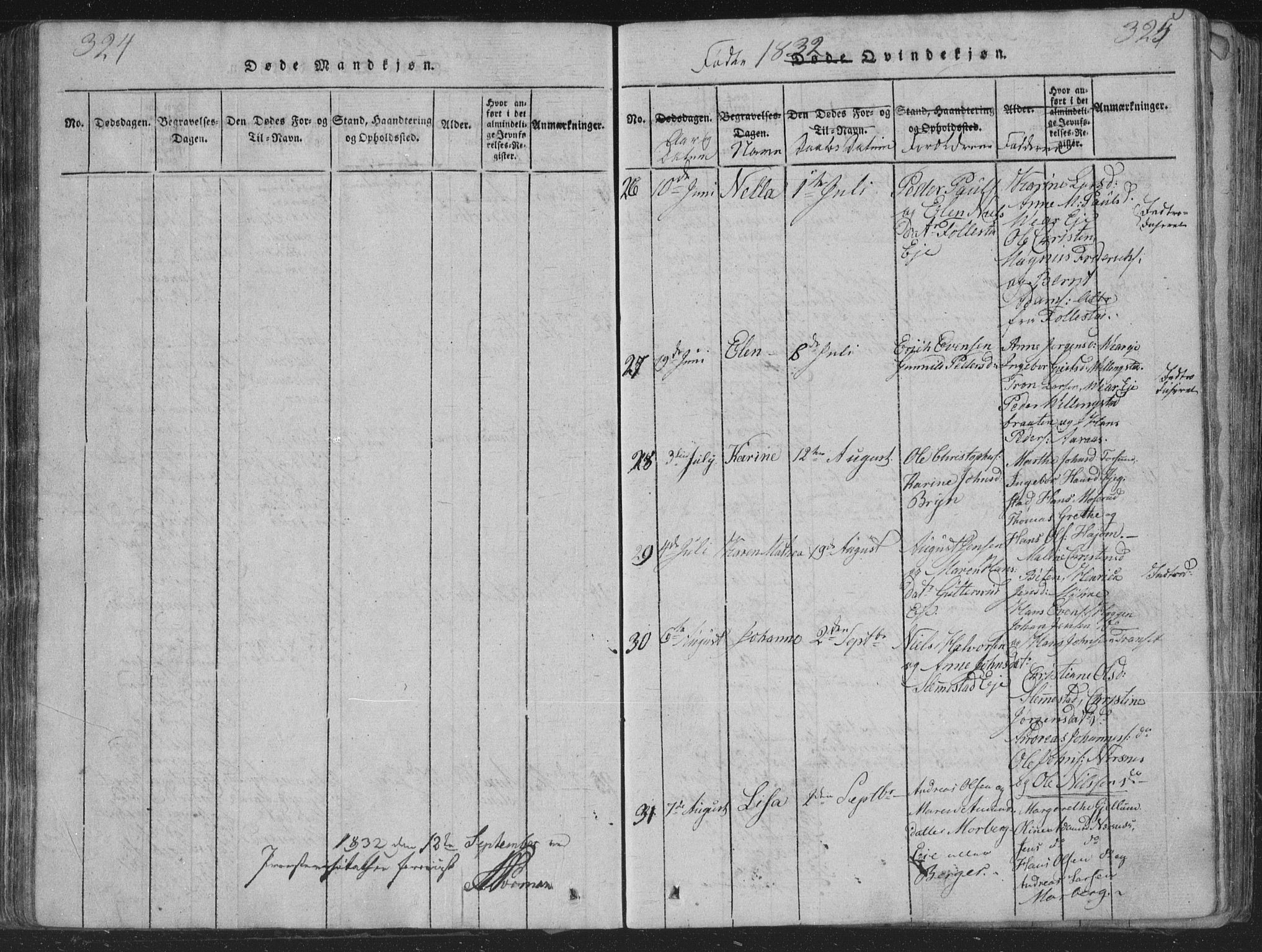 Røyken kirkebøker, AV/SAKO-A-241/G/Ga/L0003: Parish register (copy) no. 3, 1814-1856, p. 324-325