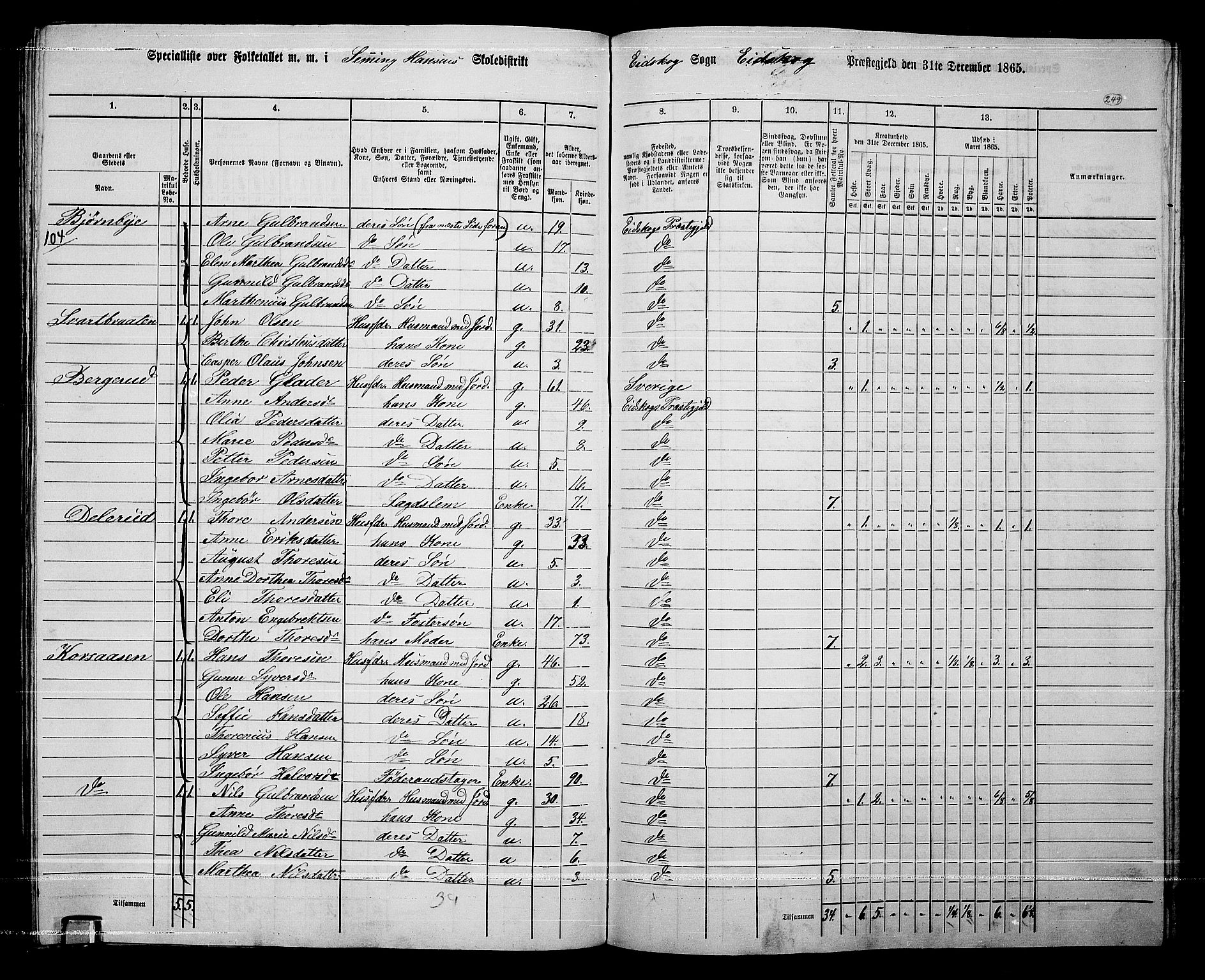 RA, 1865 census for Eidskog, 1865, p. 225