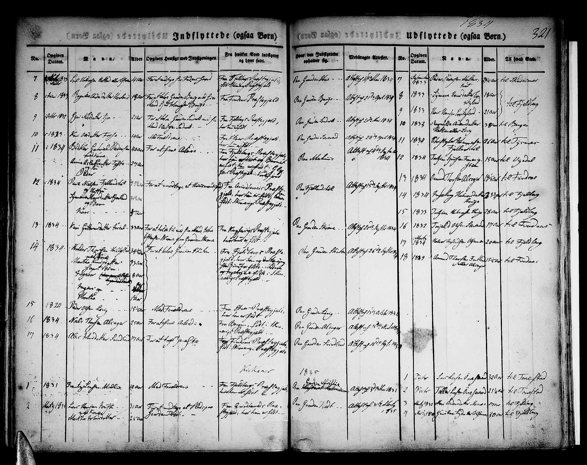 Skånevik sokneprestembete, AV/SAB-A-77801/H/Haa: Parish register (official) no. A 4, 1828-1848, p. 321