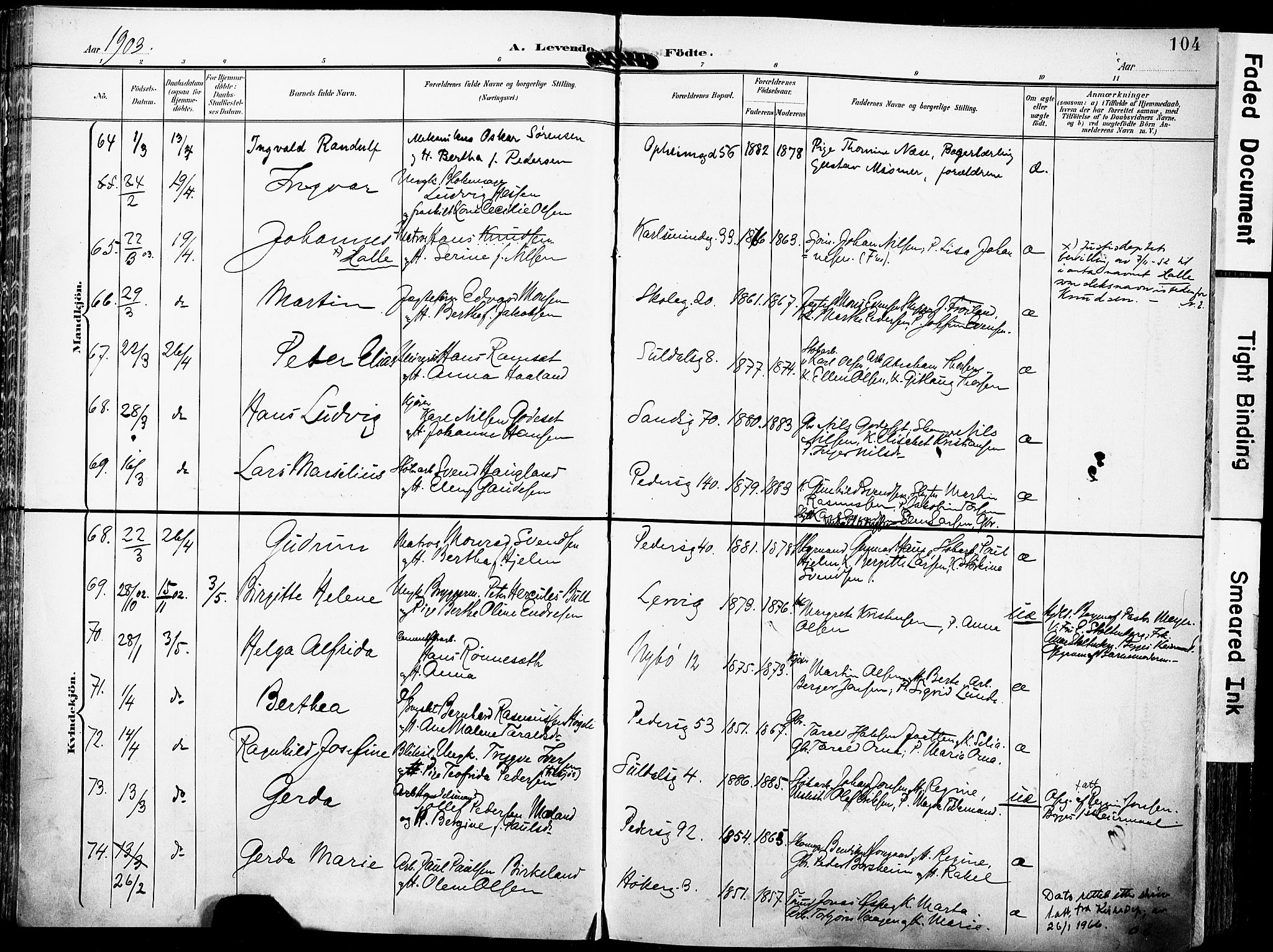 St. Johannes sokneprestkontor, SAST/A-101814/001/30/30BA/L0007: Parish register (official) no. A 7, 1900-1910, p. 104