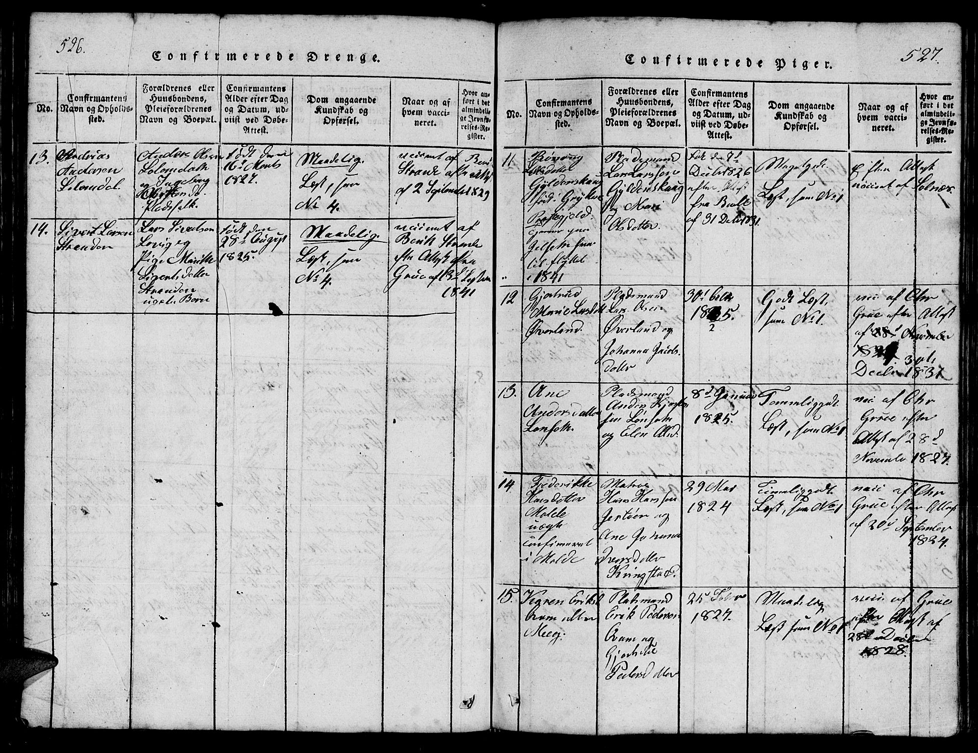 Ministerialprotokoller, klokkerbøker og fødselsregistre - Møre og Romsdal, AV/SAT-A-1454/555/L0665: Parish register (copy) no. 555C01, 1818-1868, p. 526-527