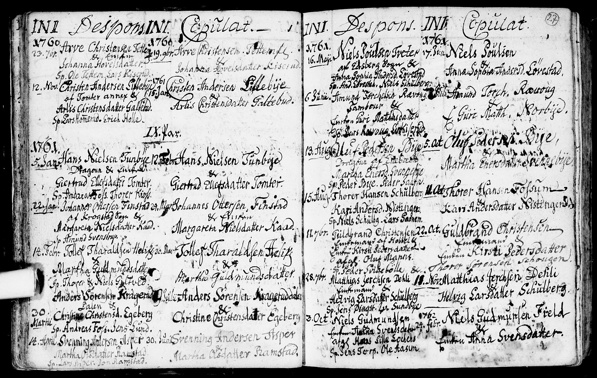 Spydeberg prestekontor Kirkebøker, AV/SAO-A-10924/F/Fa/L0002: Parish register (official) no. I 2, 1739-1780, p. 27