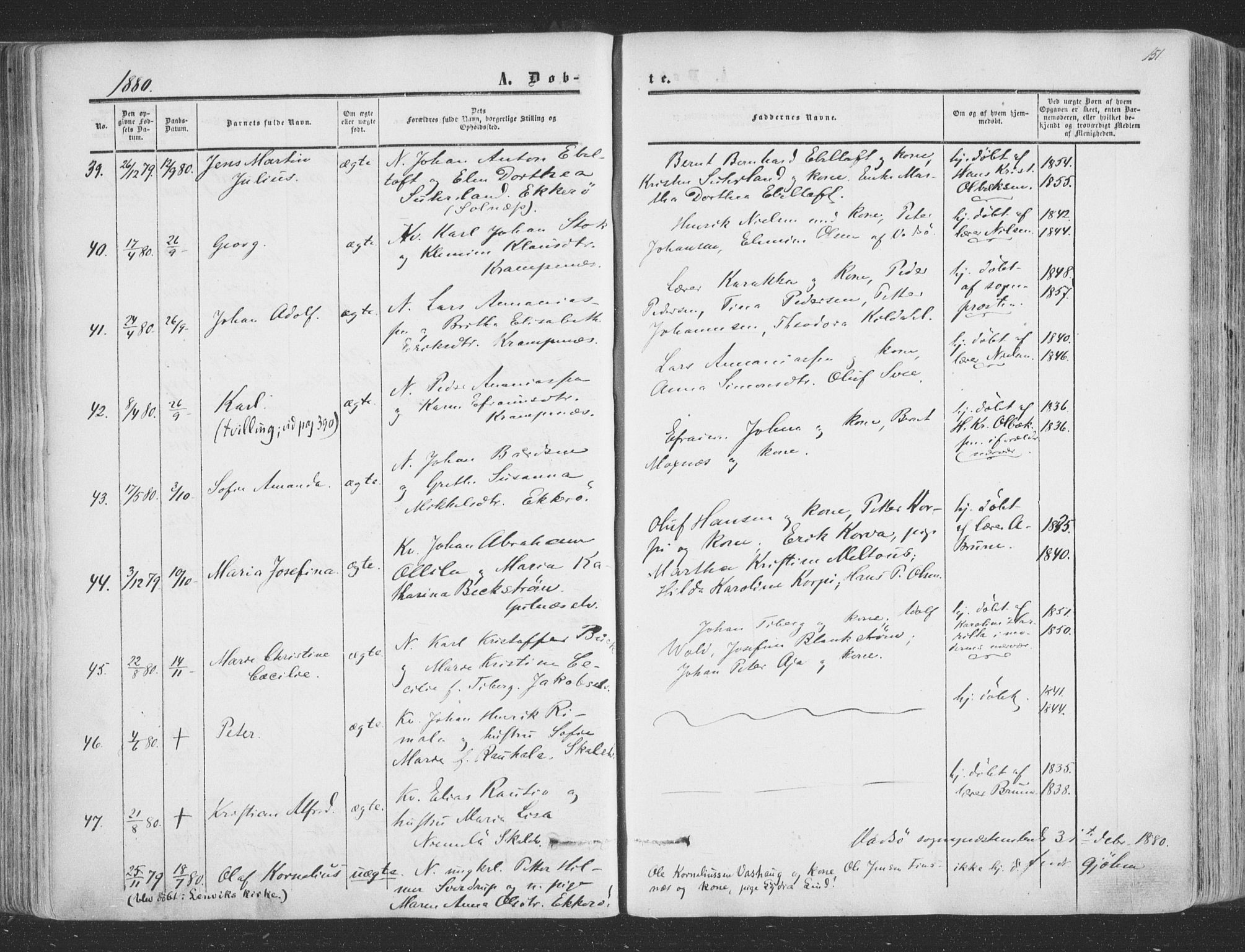 Vadsø sokneprestkontor, SATØ/S-1325/H/Ha/L0004kirke: Parish register (official) no. 4, 1854-1880, p. 151