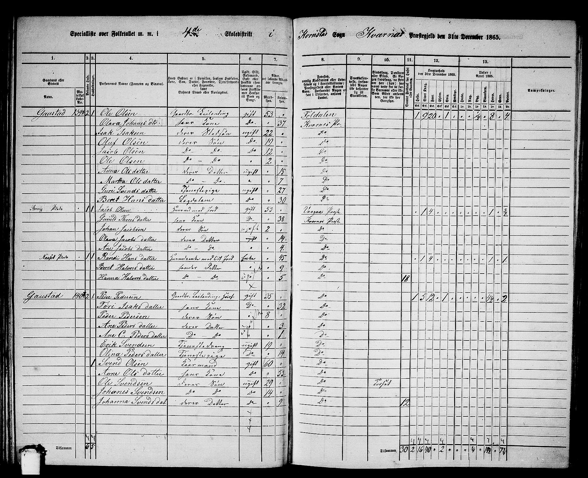 RA, 1865 census for Kvernes, 1865, p. 76