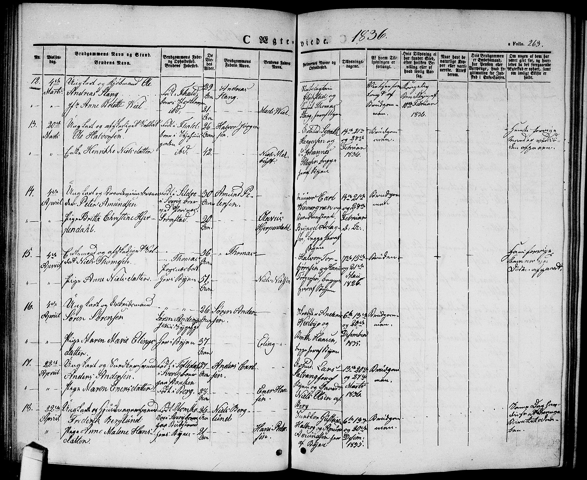 Halden prestekontor Kirkebøker, SAO/A-10909/G/Ga/L0003: Parish register (copy) no. 3, 1834-1844, p. 263