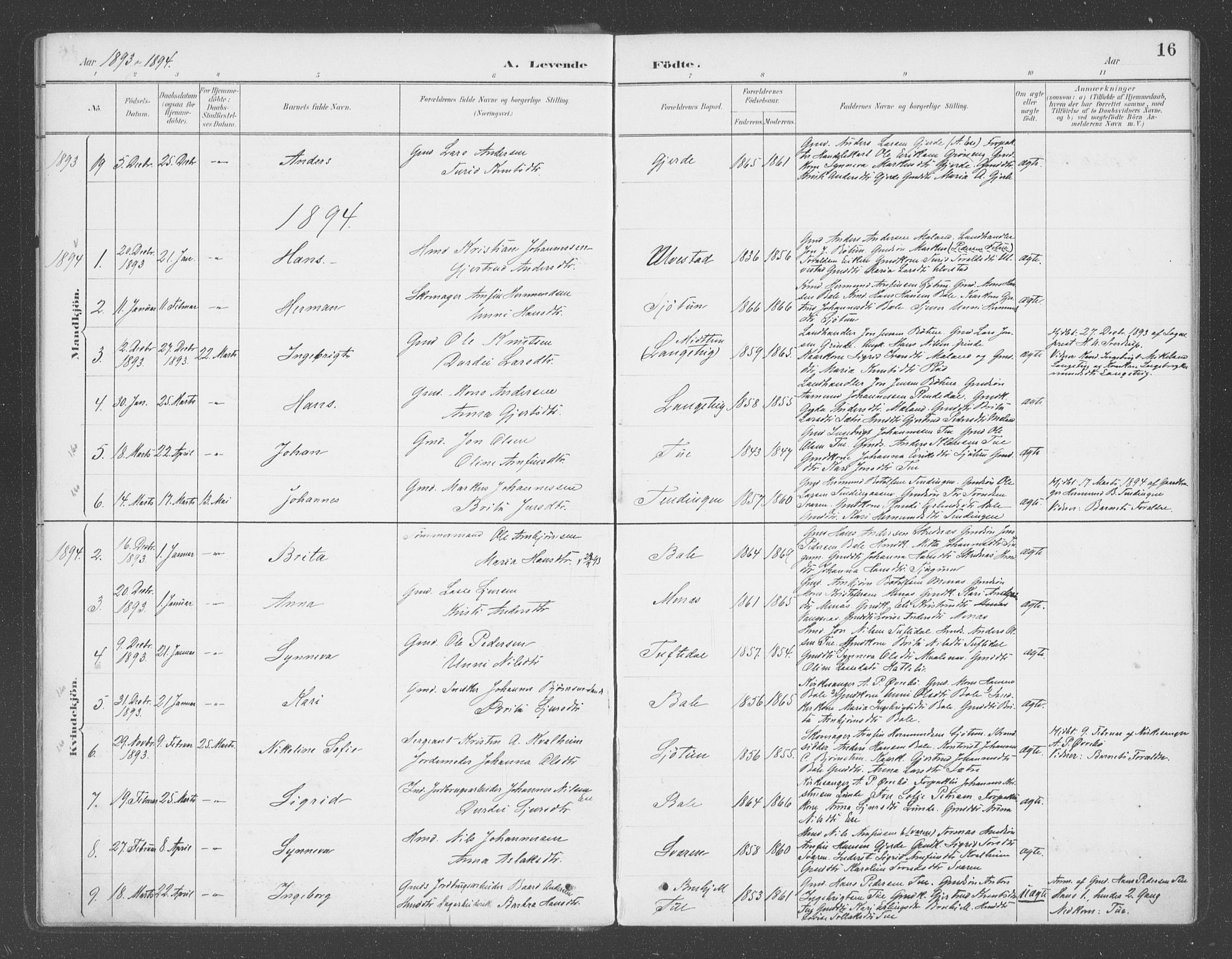 Balestrand sokneprestembete, AV/SAB-A-79601/H/Haa/Haab/L0001: Parish register (official) no. B  1, 1889-1910, p. 16