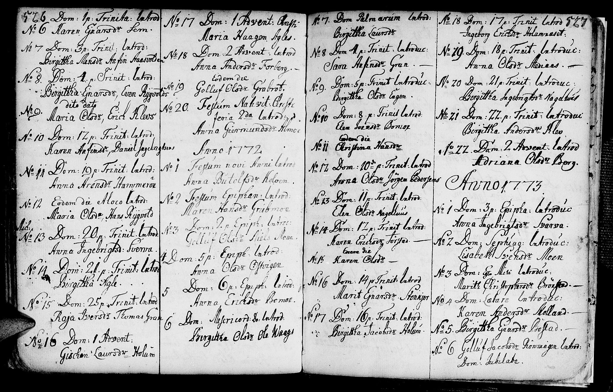 Ministerialprotokoller, klokkerbøker og fødselsregistre - Nord-Trøndelag, SAT/A-1458/749/L0467: Parish register (official) no. 749A01, 1733-1787, p. 526-527
