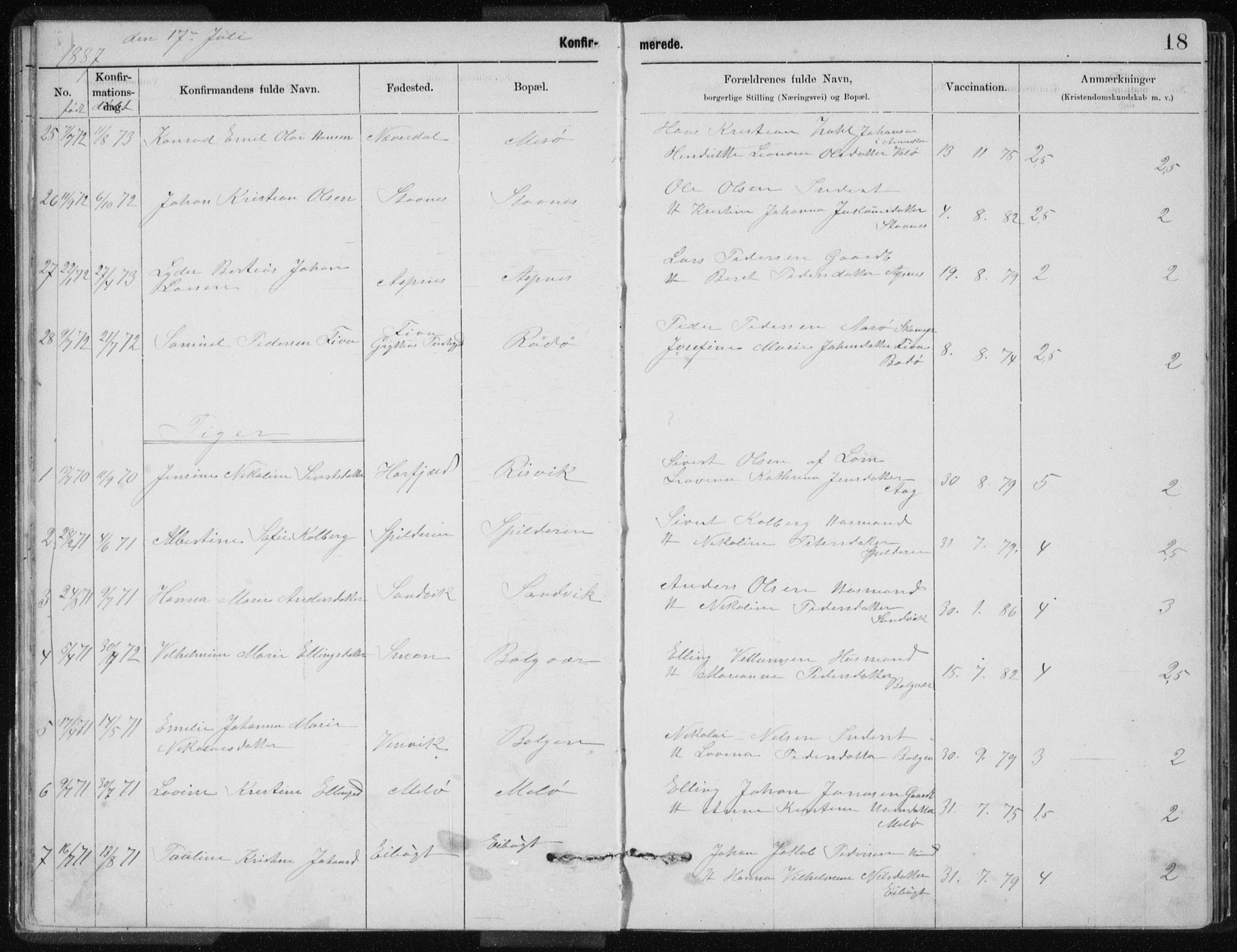 Ministerialprotokoller, klokkerbøker og fødselsregistre - Nordland, AV/SAT-A-1459/843/L0637: Parish register (copy) no. 843C06, 1884-1908, p. 18