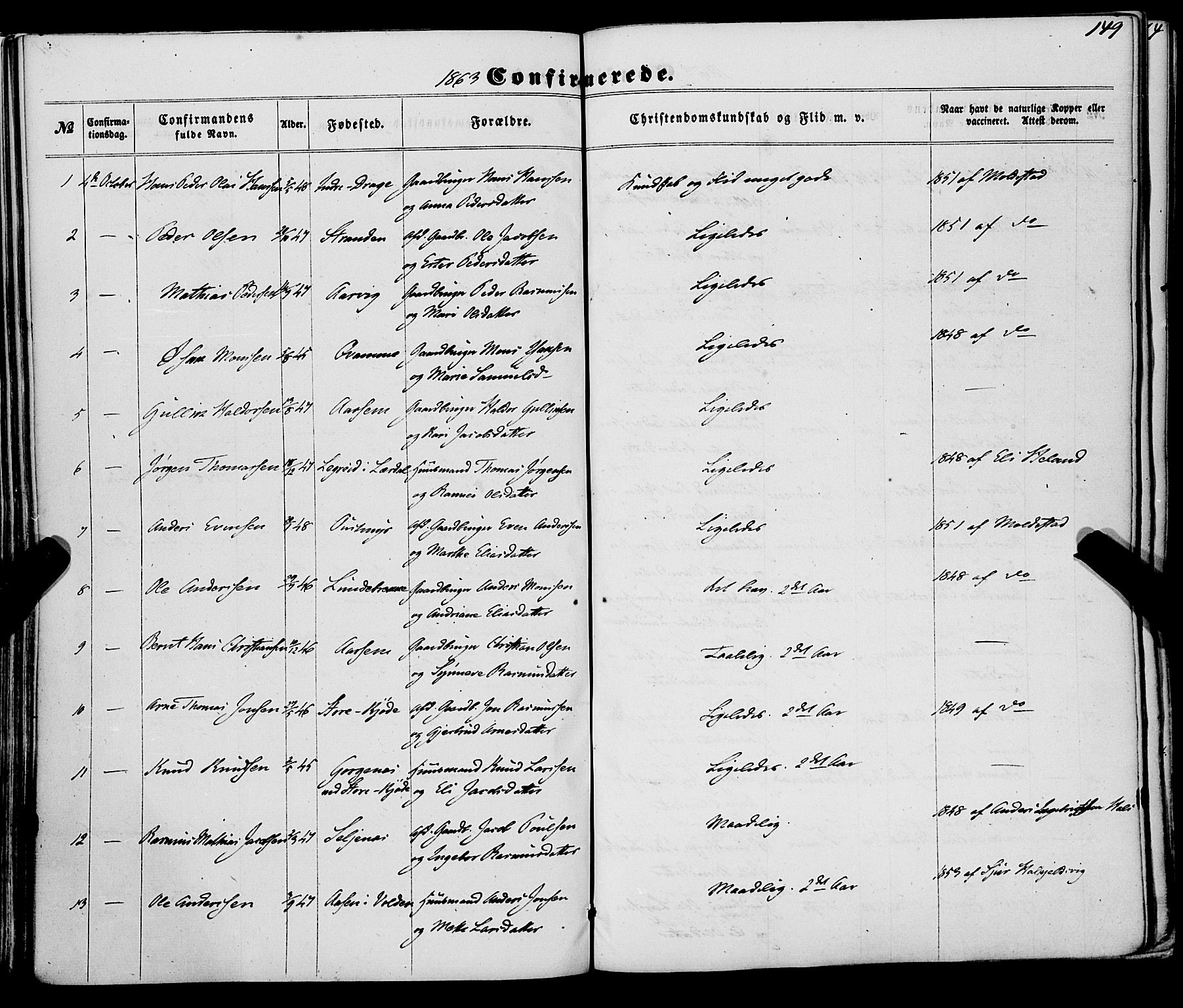 Selje sokneprestembete, AV/SAB-A-99938/H/Ha/Haa/Haaa: Parish register (official) no. A 11, 1858-1870, p. 149