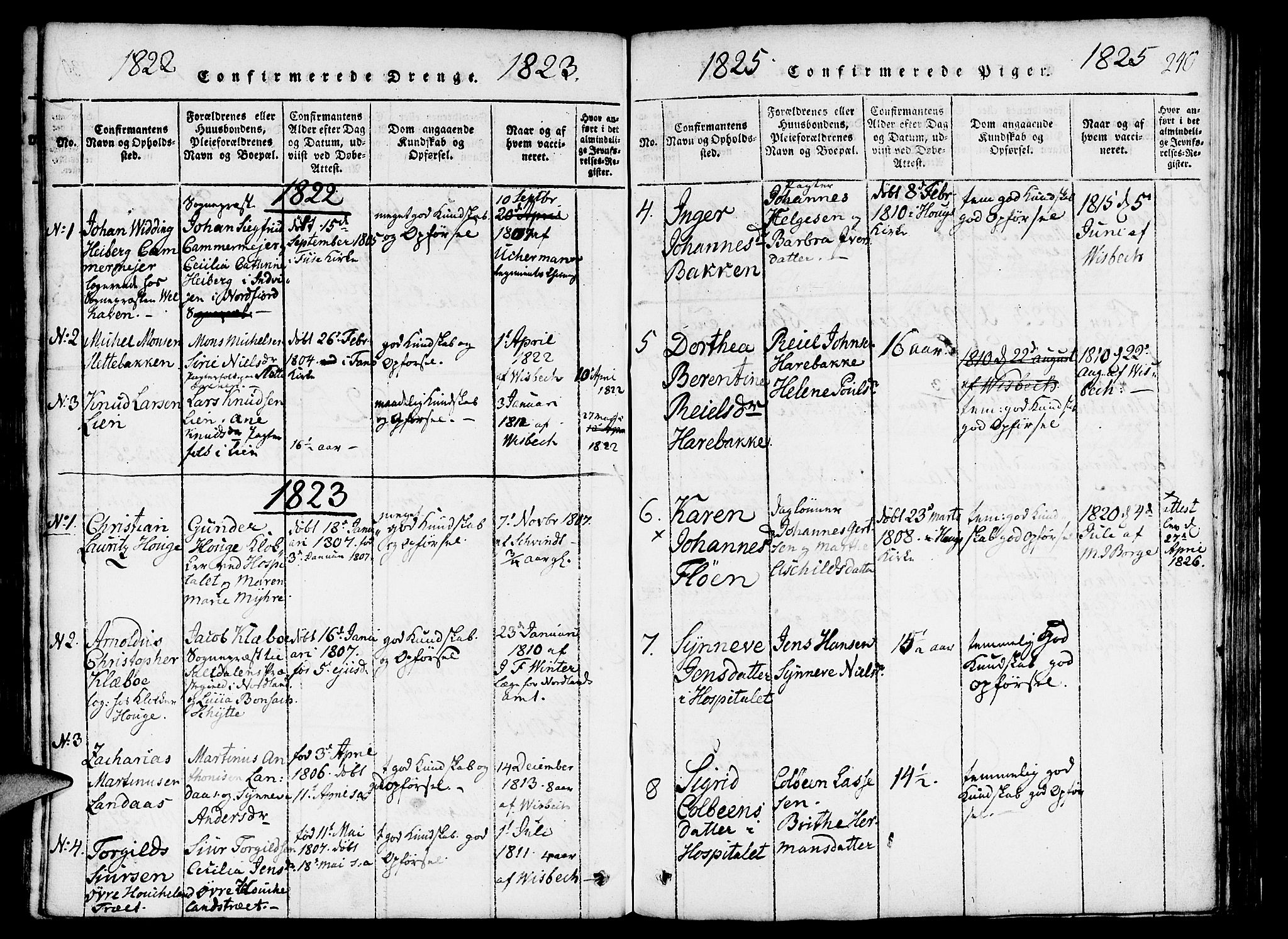 St. Jørgens hospital og Årstad sokneprestembete, AV/SAB-A-99934: Parish register (official) no. A 3, 1815-1843, p. 240