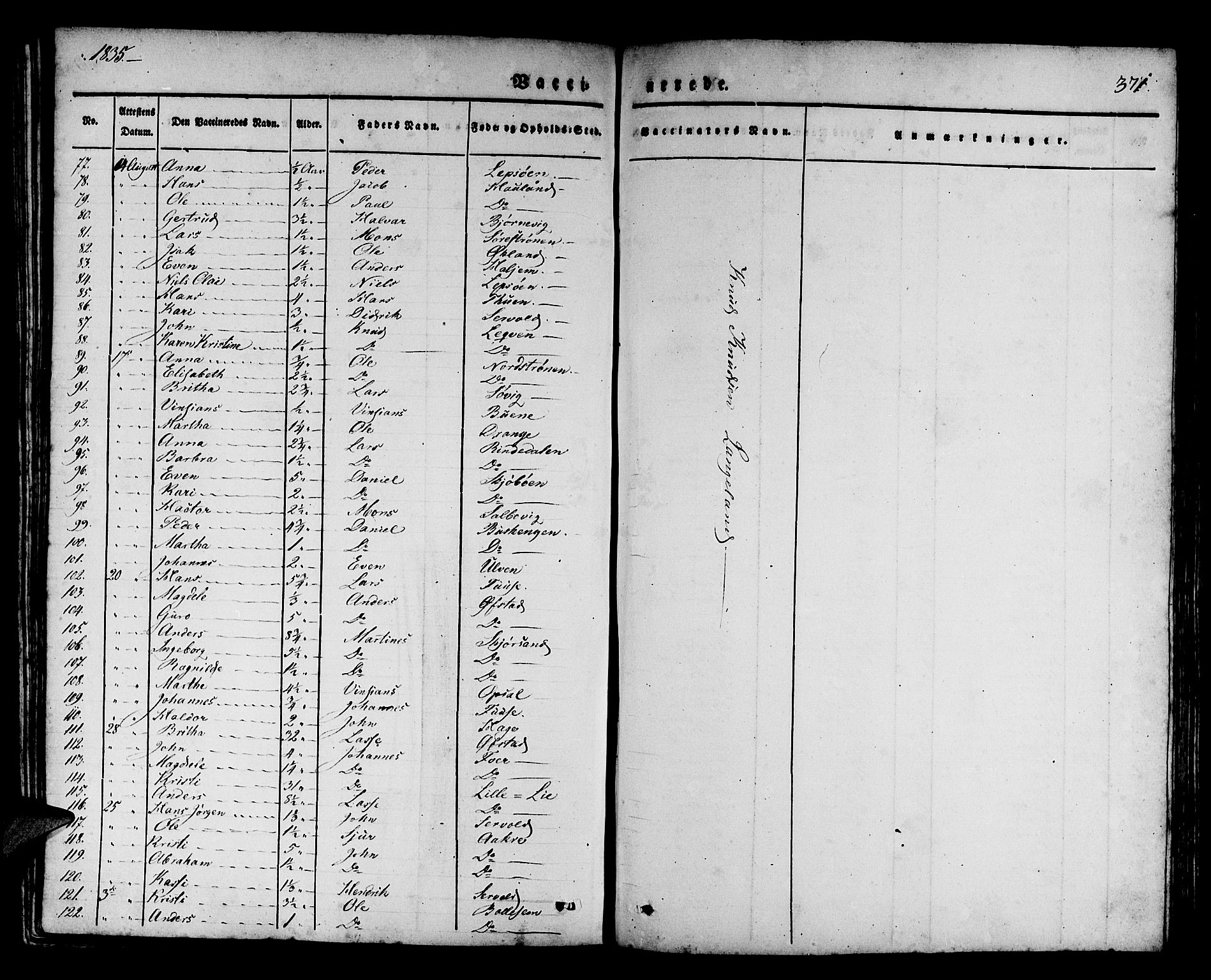 Os sokneprestembete, AV/SAB-A-99929: Parish register (official) no. A 14, 1826-1839, p. 371