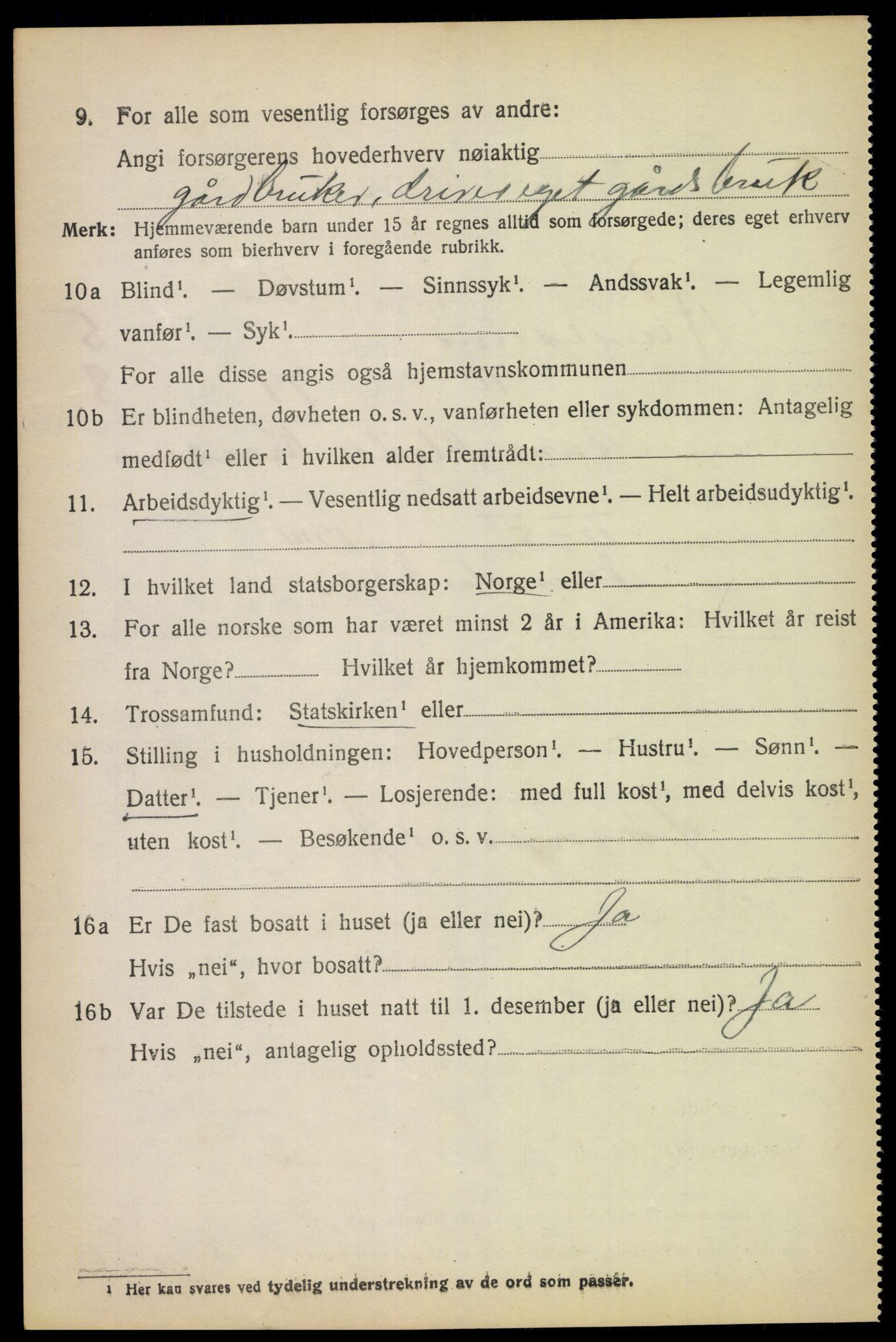 SAK, 1920 census for Randesund, 1920, p. 2419