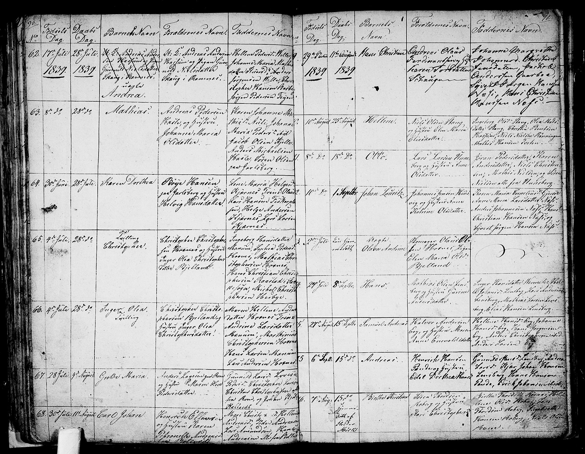 Sem kirkebøker, SAKO/A-5/G/Ga/L0002: Parish register (copy) no. I 2, 1826-1844, p. 90-91