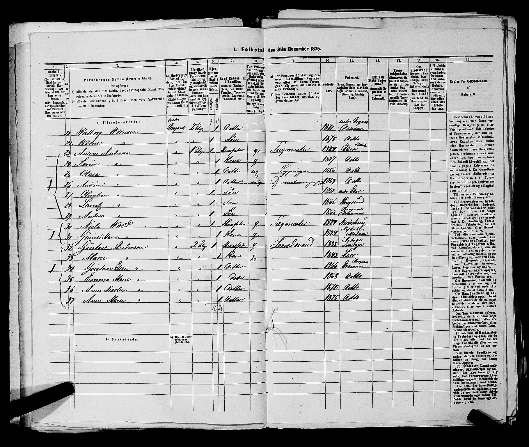 SAKO, 1875 census for 0602 Drammen, 1875, p. 1863