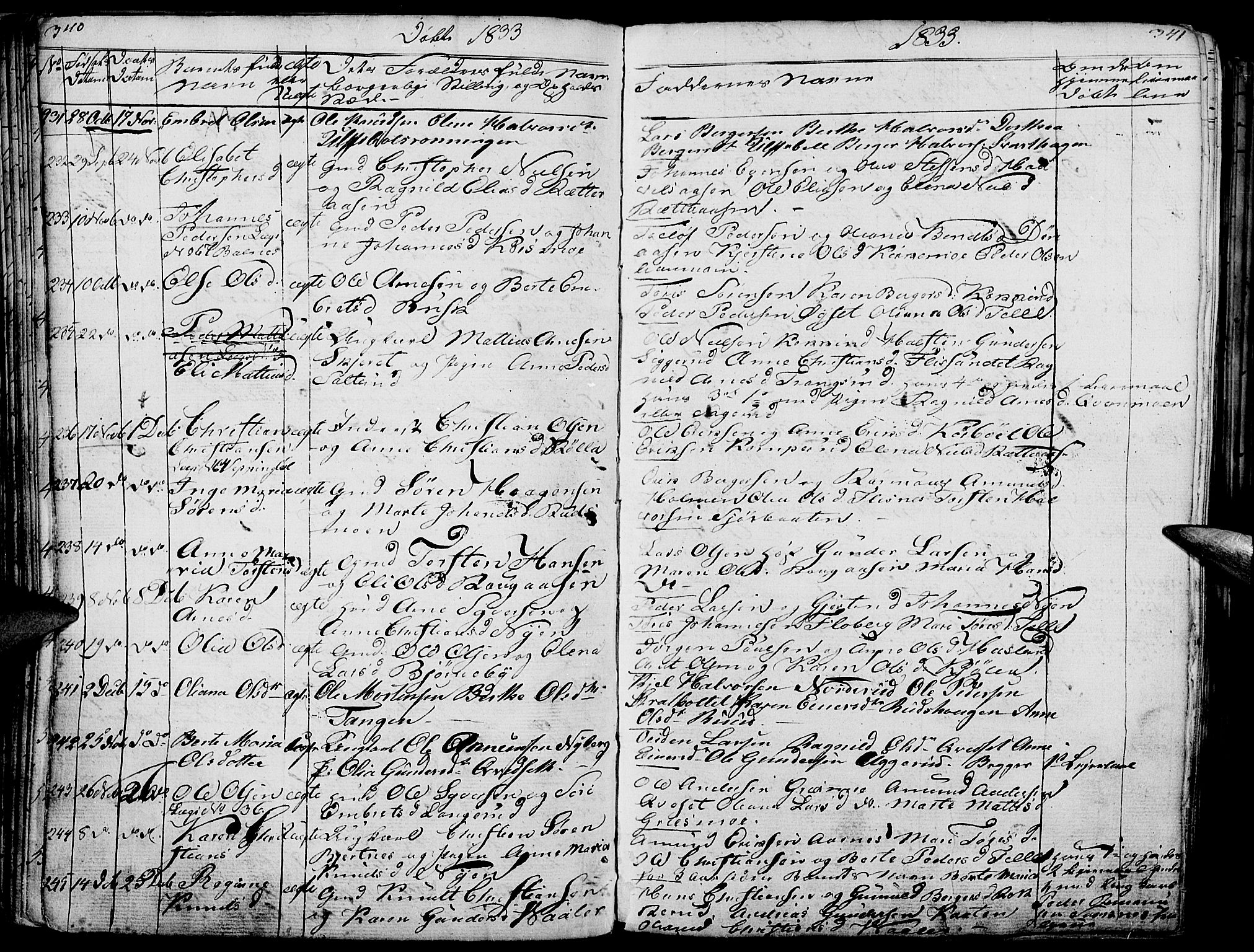 Hof prestekontor, AV/SAH-PREST-038/H/Ha/Haa/L0006: Parish register (official) no. 6, 1822-1841, p. 340-341