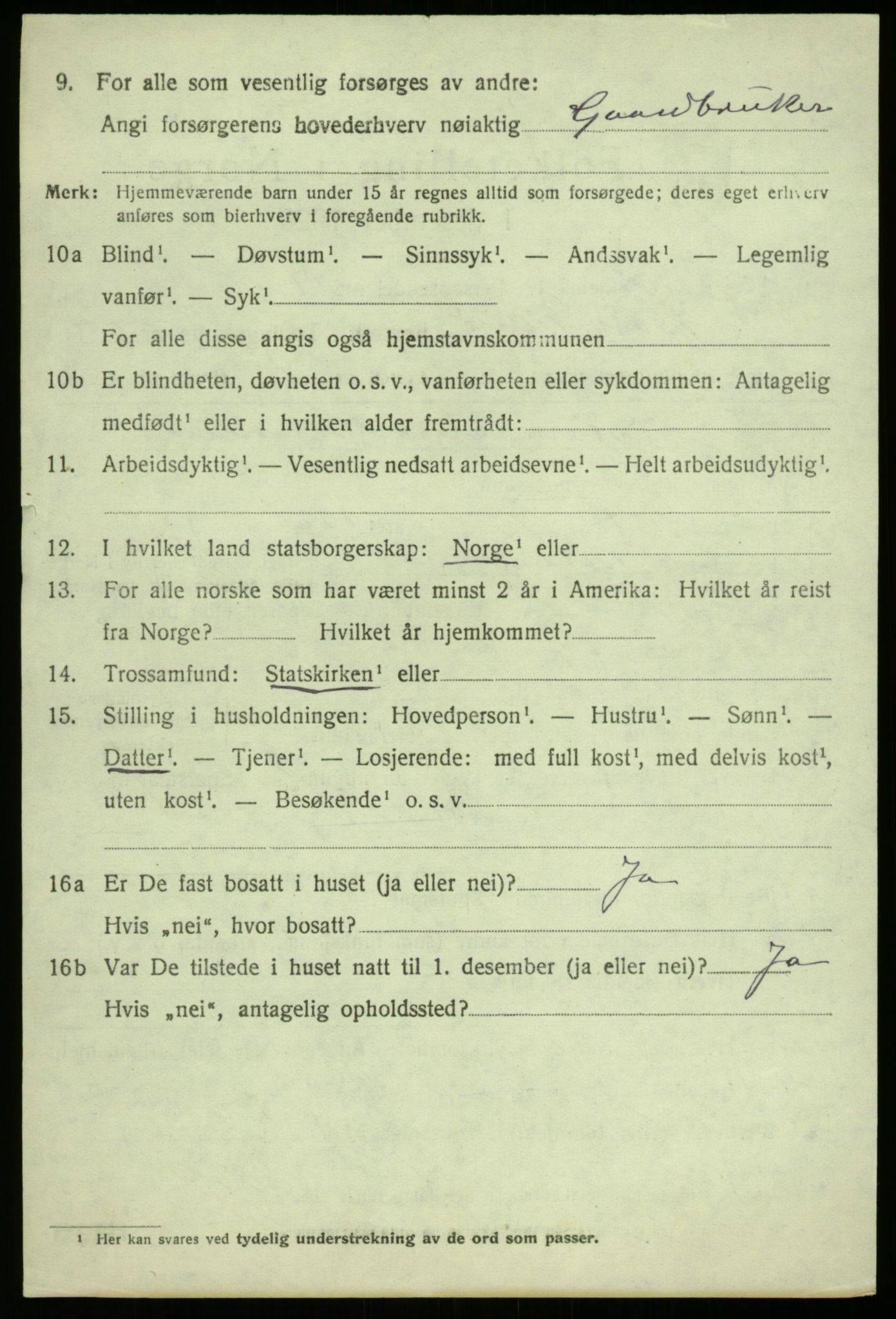 SAB, 1920 census for Balestrand, 1920, p. 2483