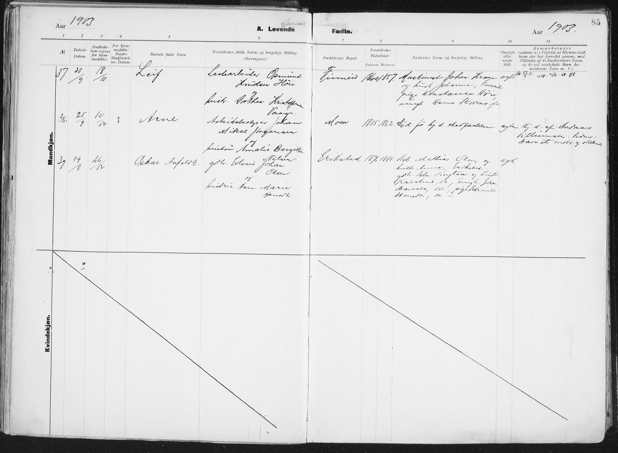 Ministerialprotokoller, klokkerbøker og fødselsregistre - Nordland, AV/SAT-A-1459/849/L0696: Parish register (official) no. 849A08, 1898-1910, p. 85