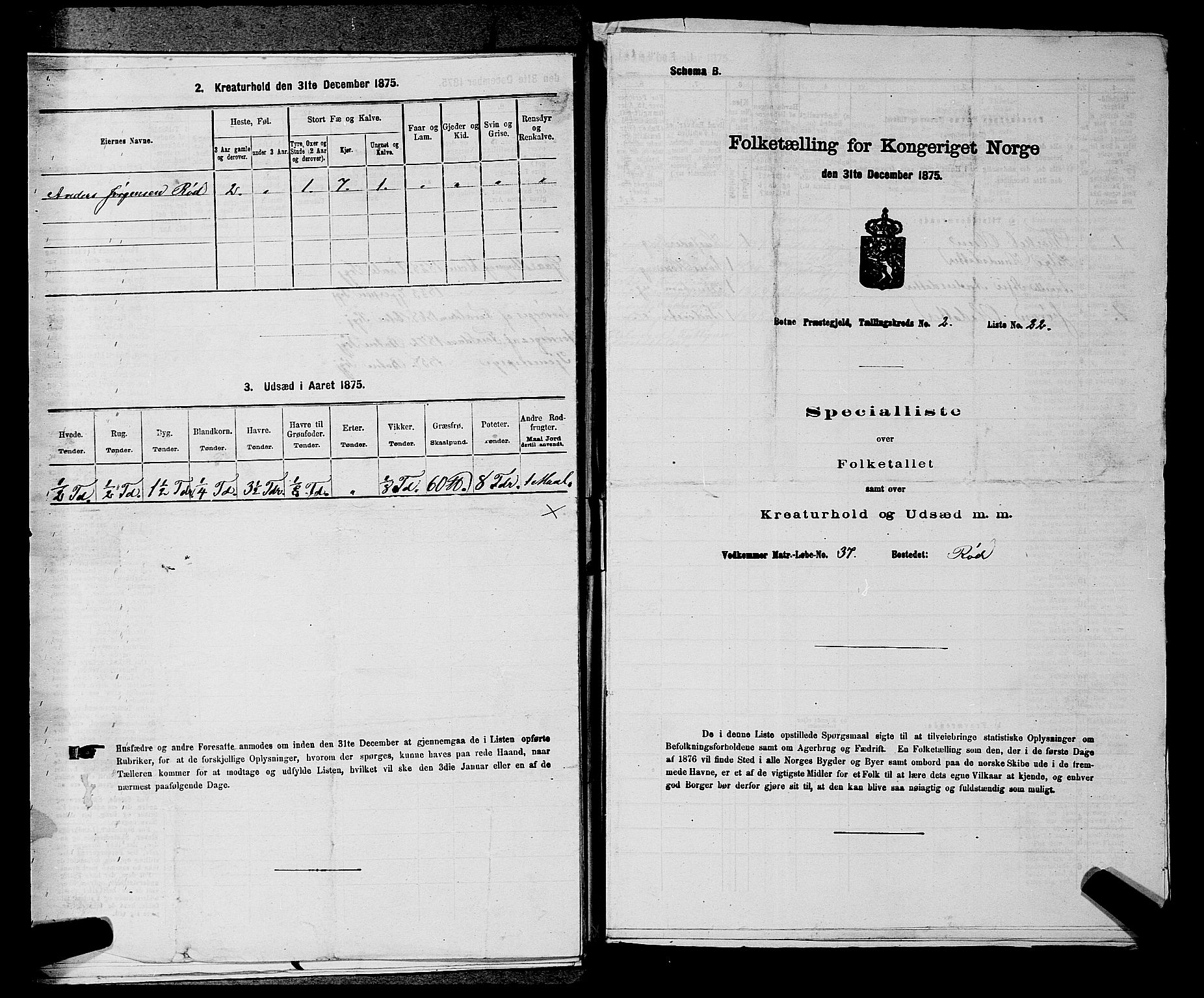 SAKO, 1875 census for 0715P Botne, 1875, p. 202