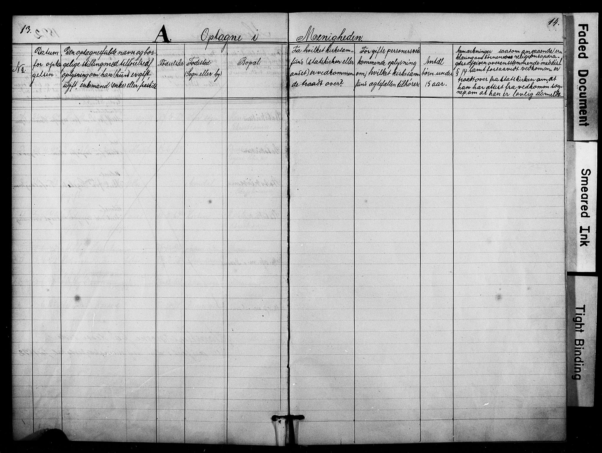 Den katolsk apostoliske menighet i Oslo , SAO/PAO-0214/F/Fa/L0001: Dissenter register no. 1, 1877-1891, p. 13-14