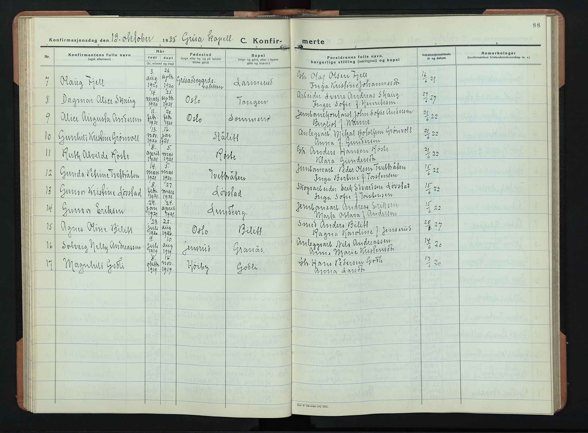 Lunner prestekontor, AV/SAH-PREST-118/H/Ha/Hab/L0003: Parish register (copy) no. 3, 1933-1945, p. 88