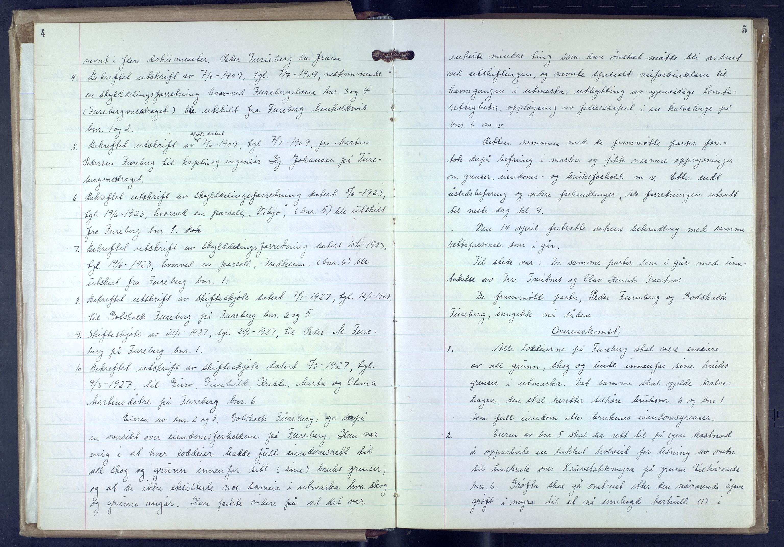 Hordaland jordskiftedøme - VII Indre Sunnhordland jordskiftedistrikt, AV/SAB-A-7401/A/Aa/L0028: Forhandlingsprotokoll, 1951-1964, p. 4-5