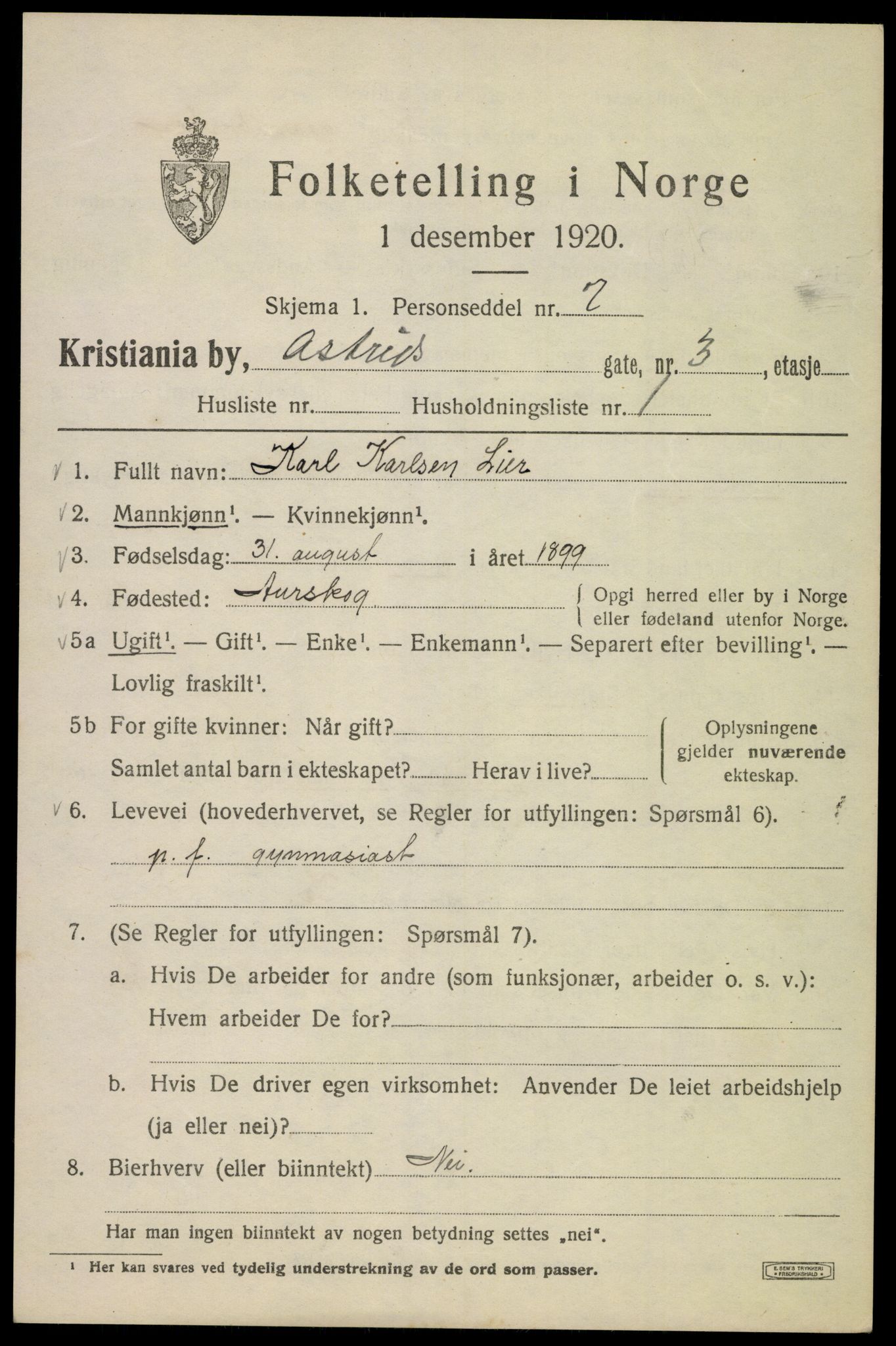 SAO, 1920 census for Kristiania, 1920, p. 146807