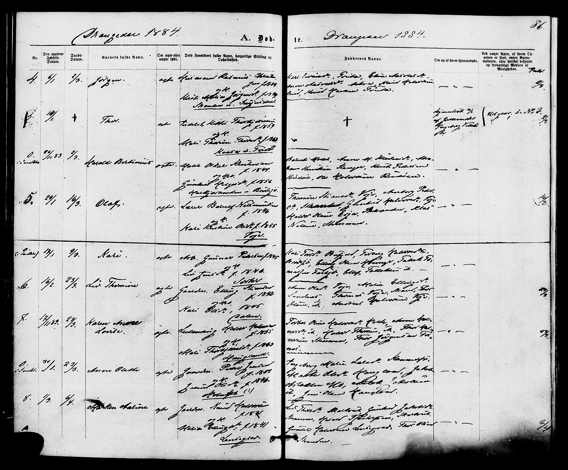 Drangedal kirkebøker, SAKO/A-258/F/Fa/L0009: Parish register (official) no. 9 /1, 1872-1884, p. 86