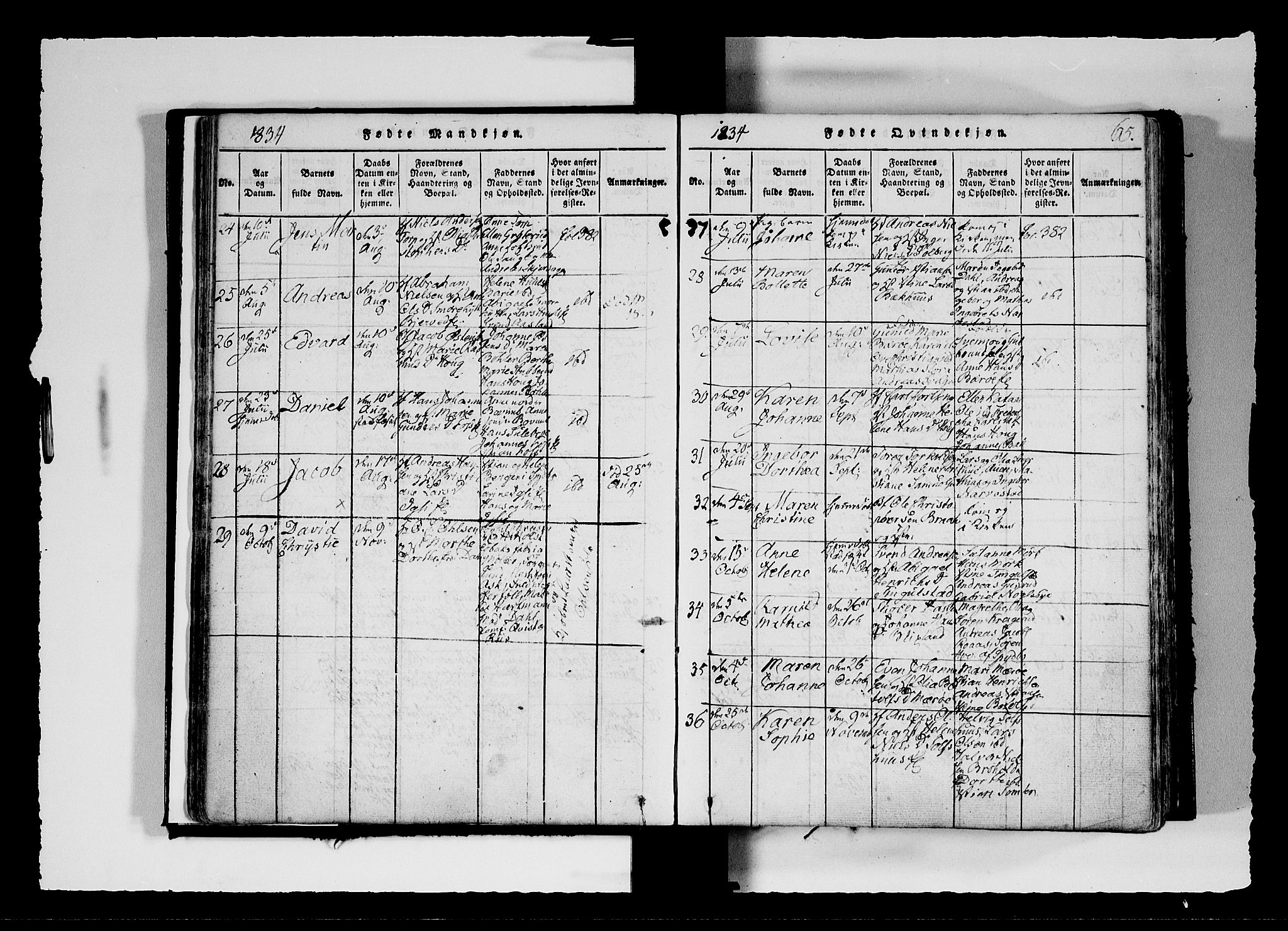 Hobøl prestekontor Kirkebøker, AV/SAO-A-2002/F/Fa/L0002: Parish register (official) no. I 2, 1814-1841, p. 65